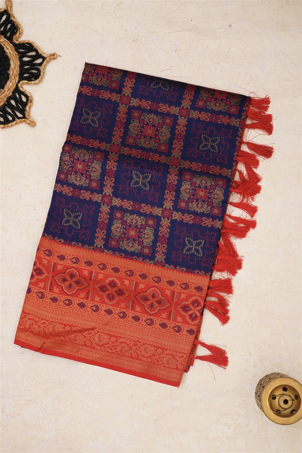 Ikat Silk Navy Blue Saree