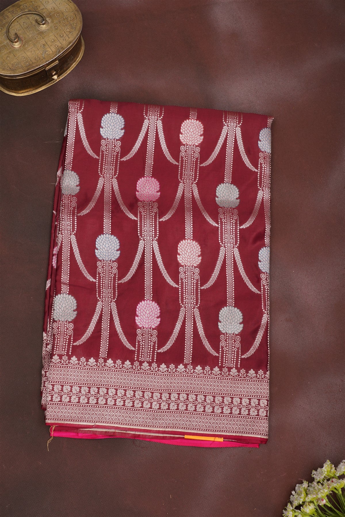 Banarasi Viscose Satin Dark Purple Saree