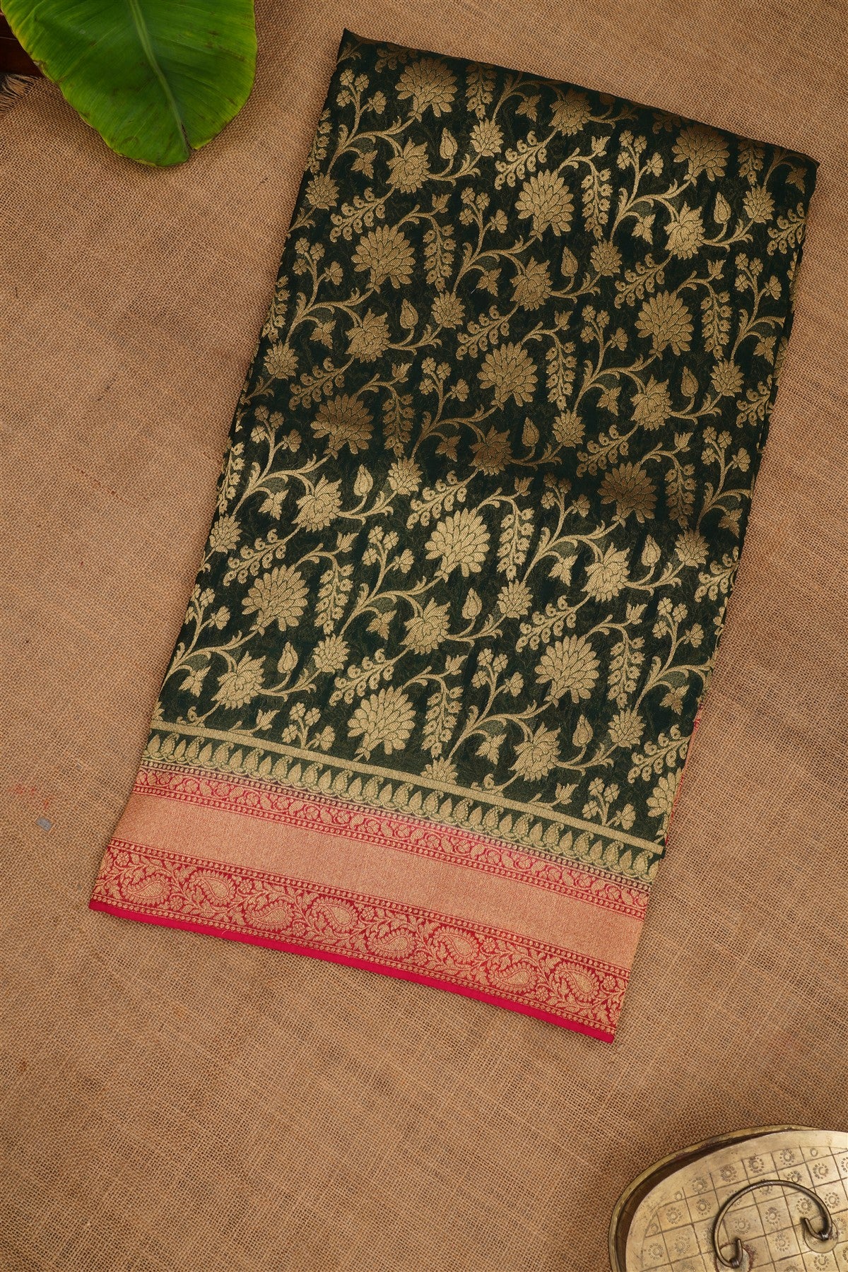 Banarasi Georgette Dark Green Saree