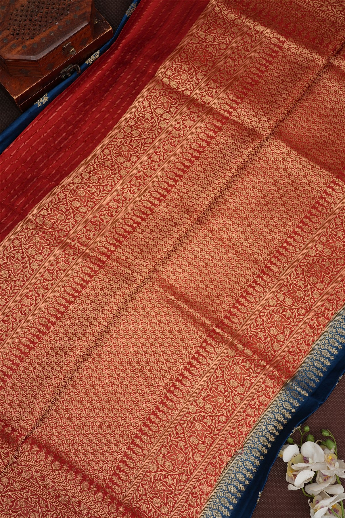Banarasi Mashru Dark Blue Saree
