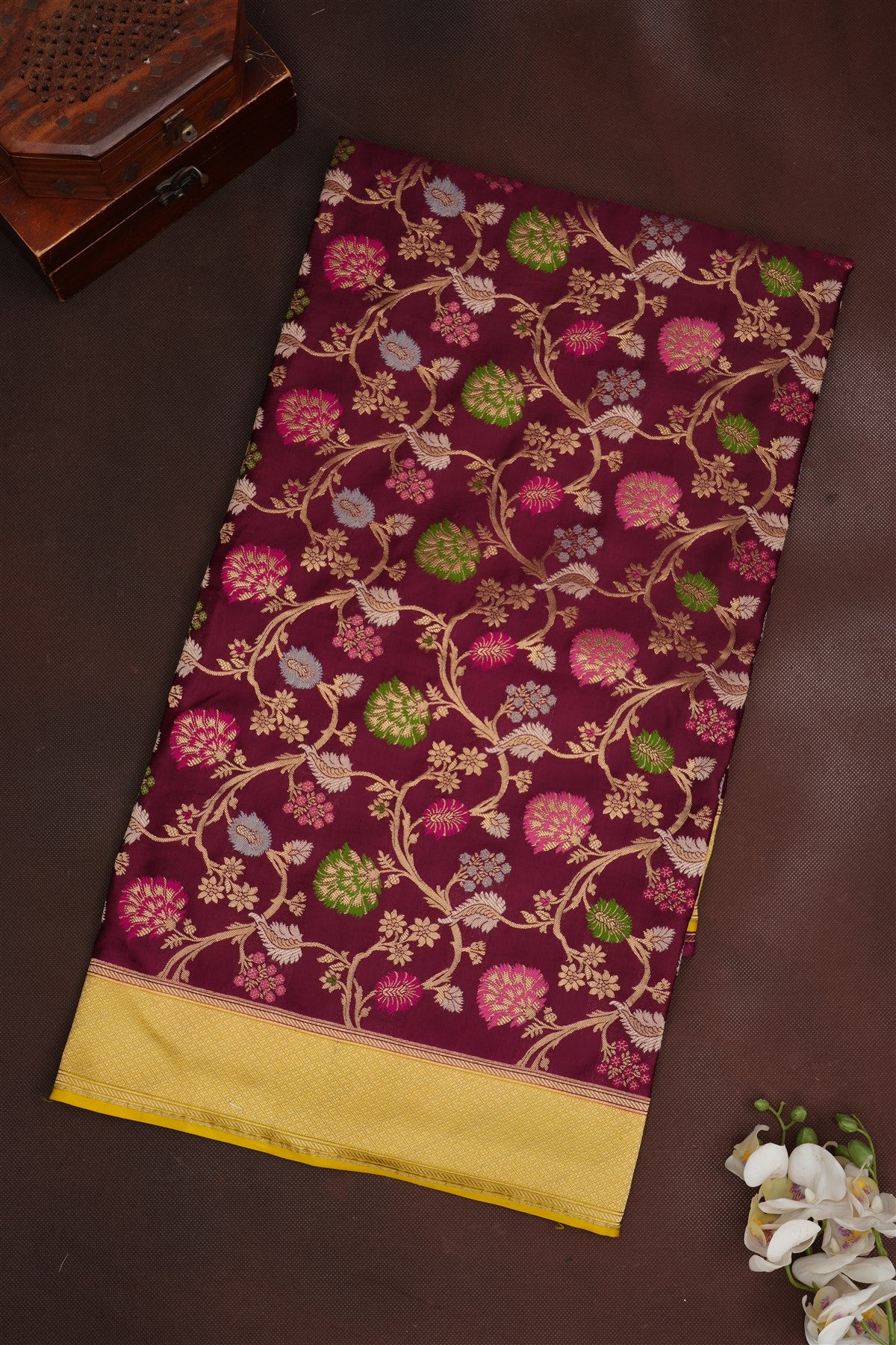 Banarasi Viscose Satin Purple Saree