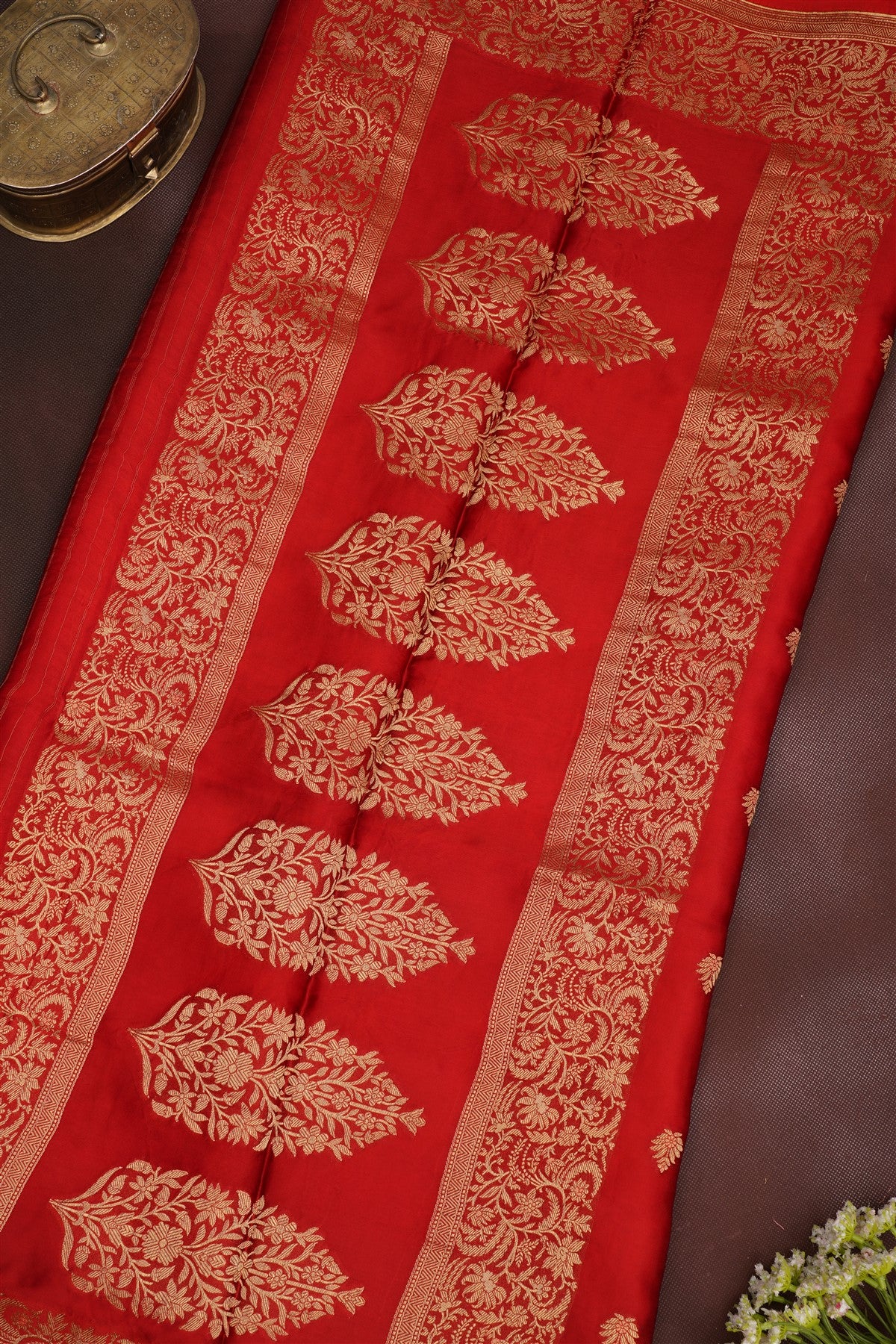 Banarasi Mashru Dark Orange Saree