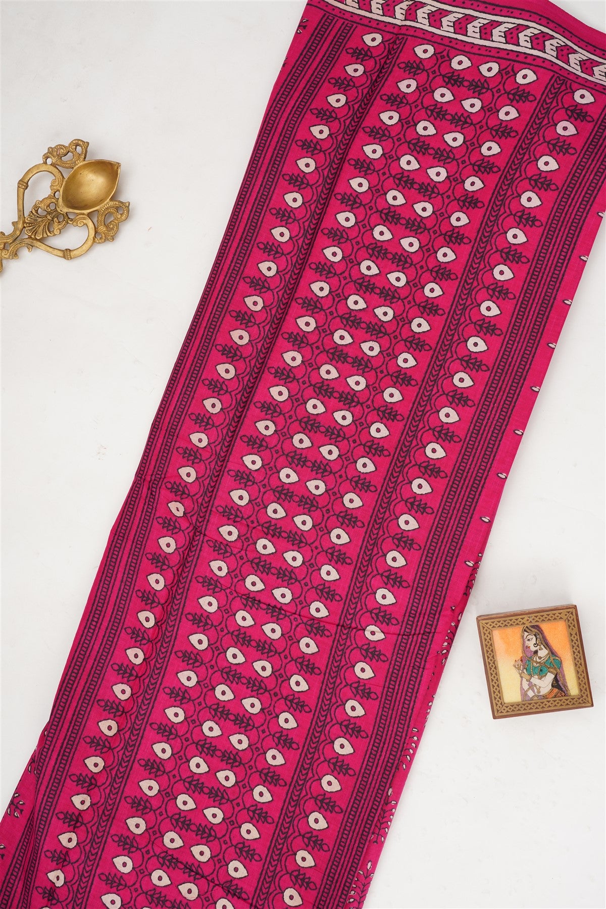 Fancy Cotton Magenta Saree