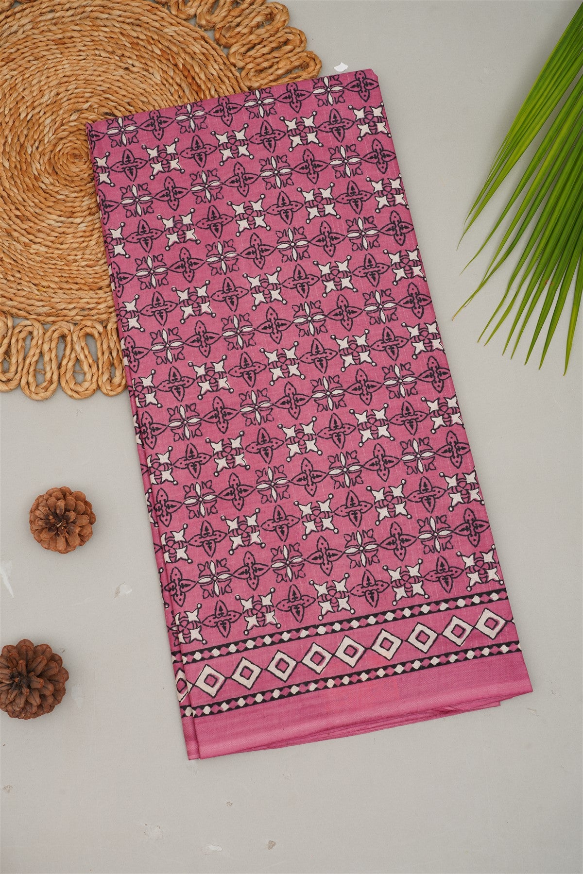 Fancy Cotton Dusty Pink Saree