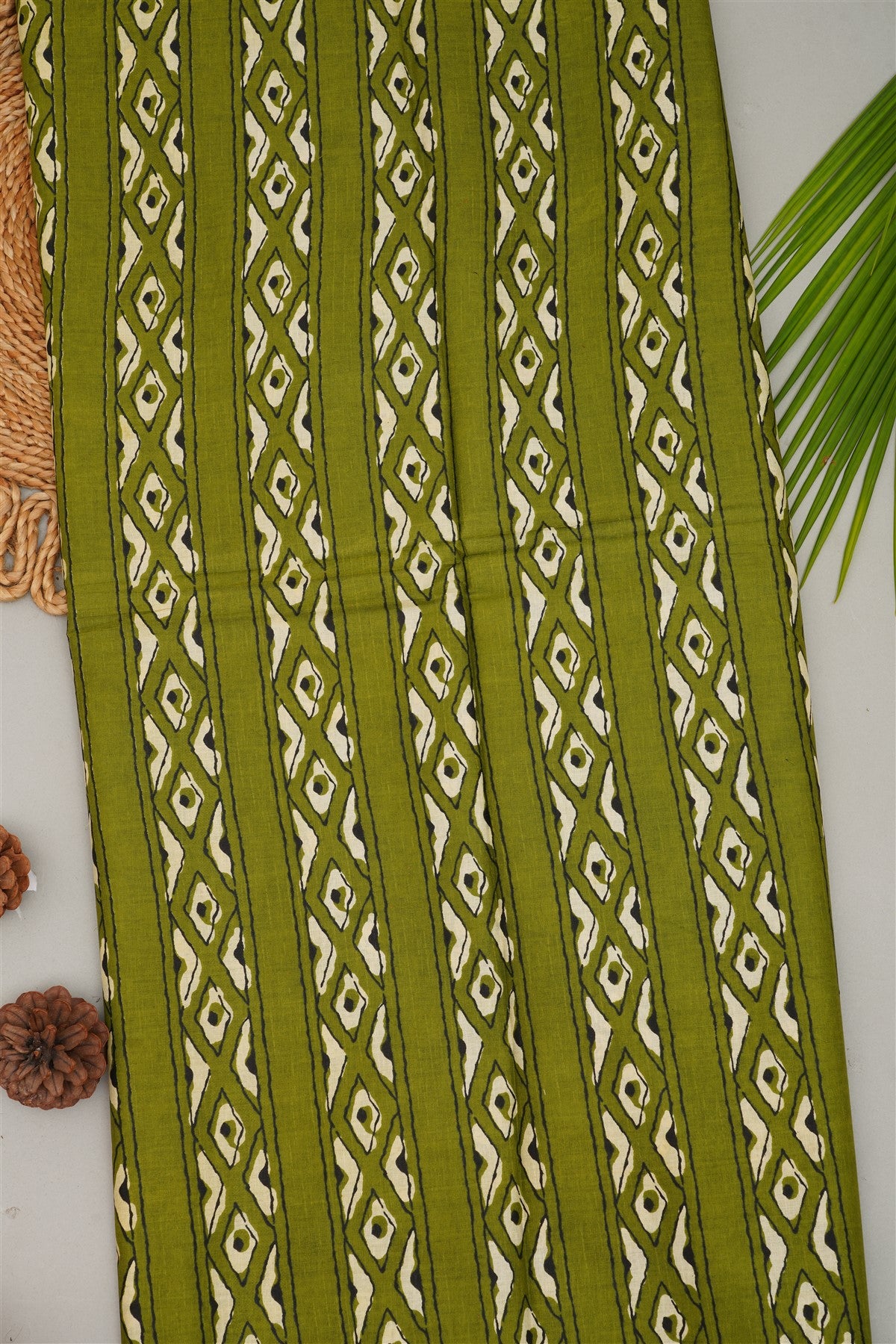 Fancy Cotton Olive Green Saree