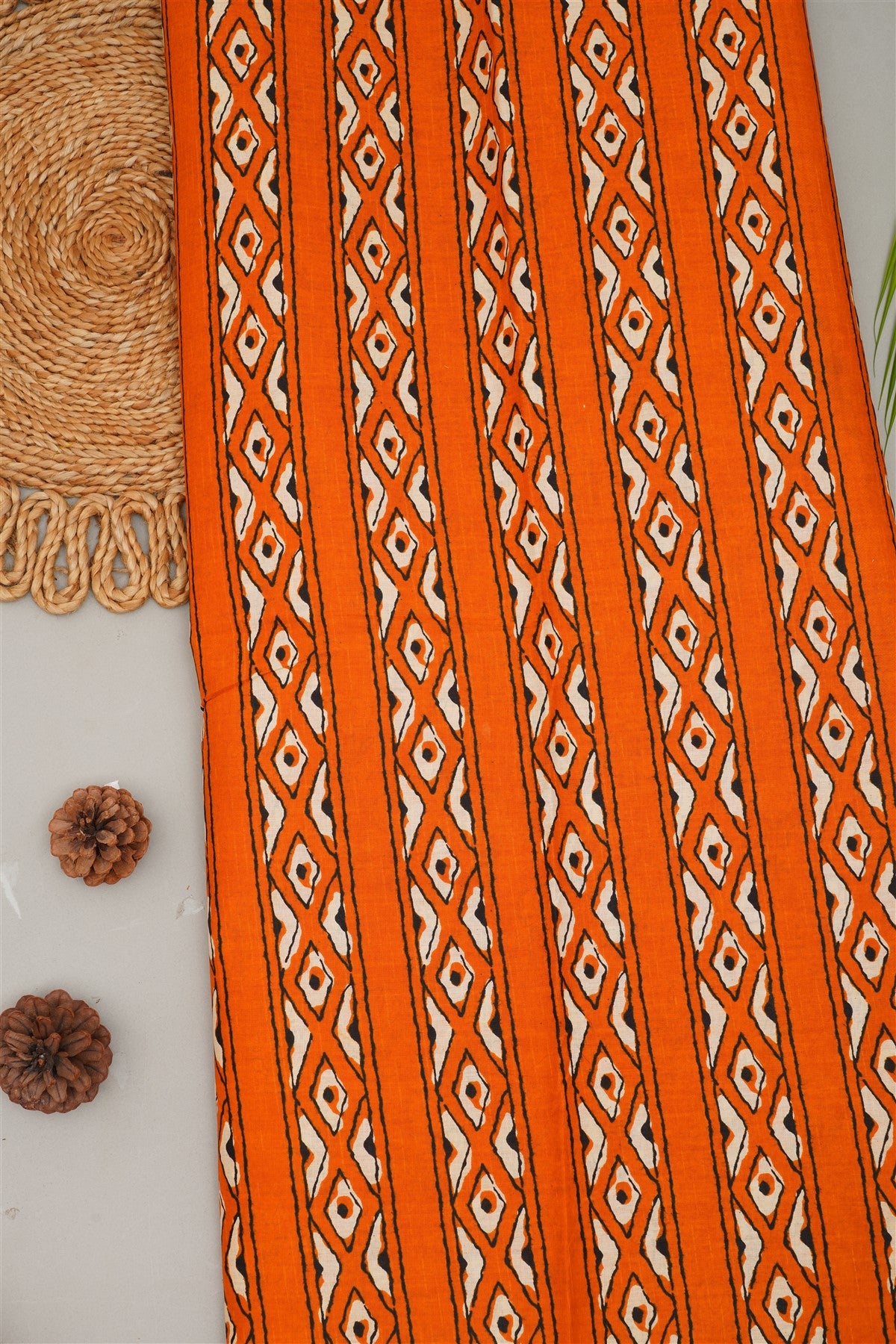 Fancy Cotton Orange Saree