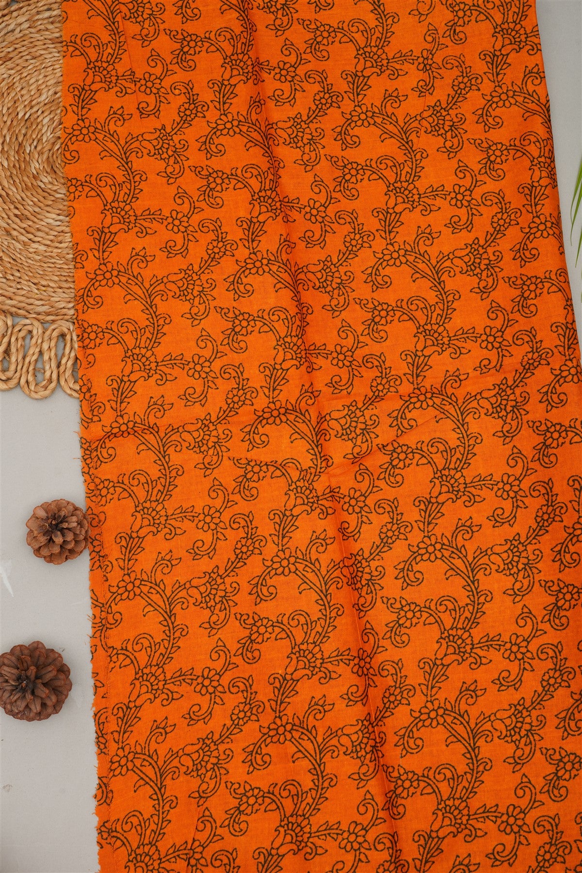 Fancy Cotton Orange Saree
