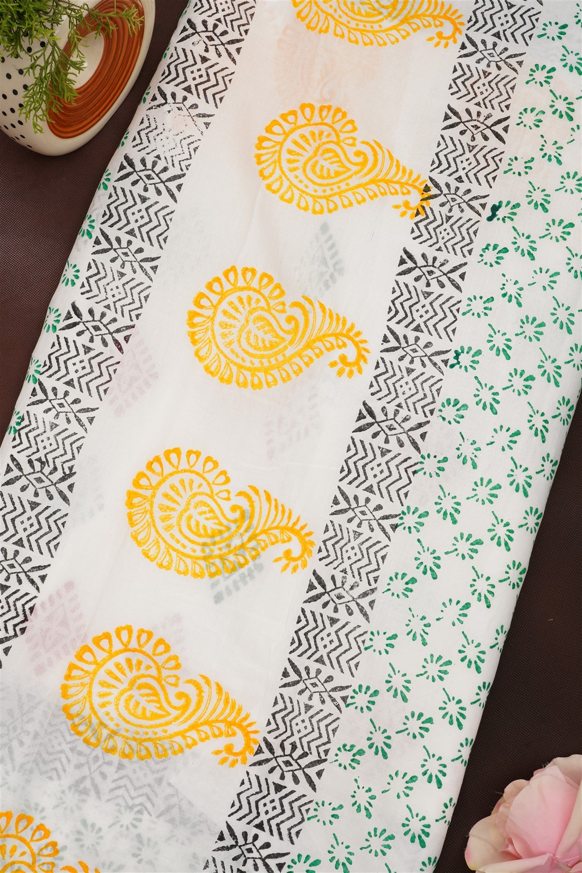Fancy Cotton White Saree