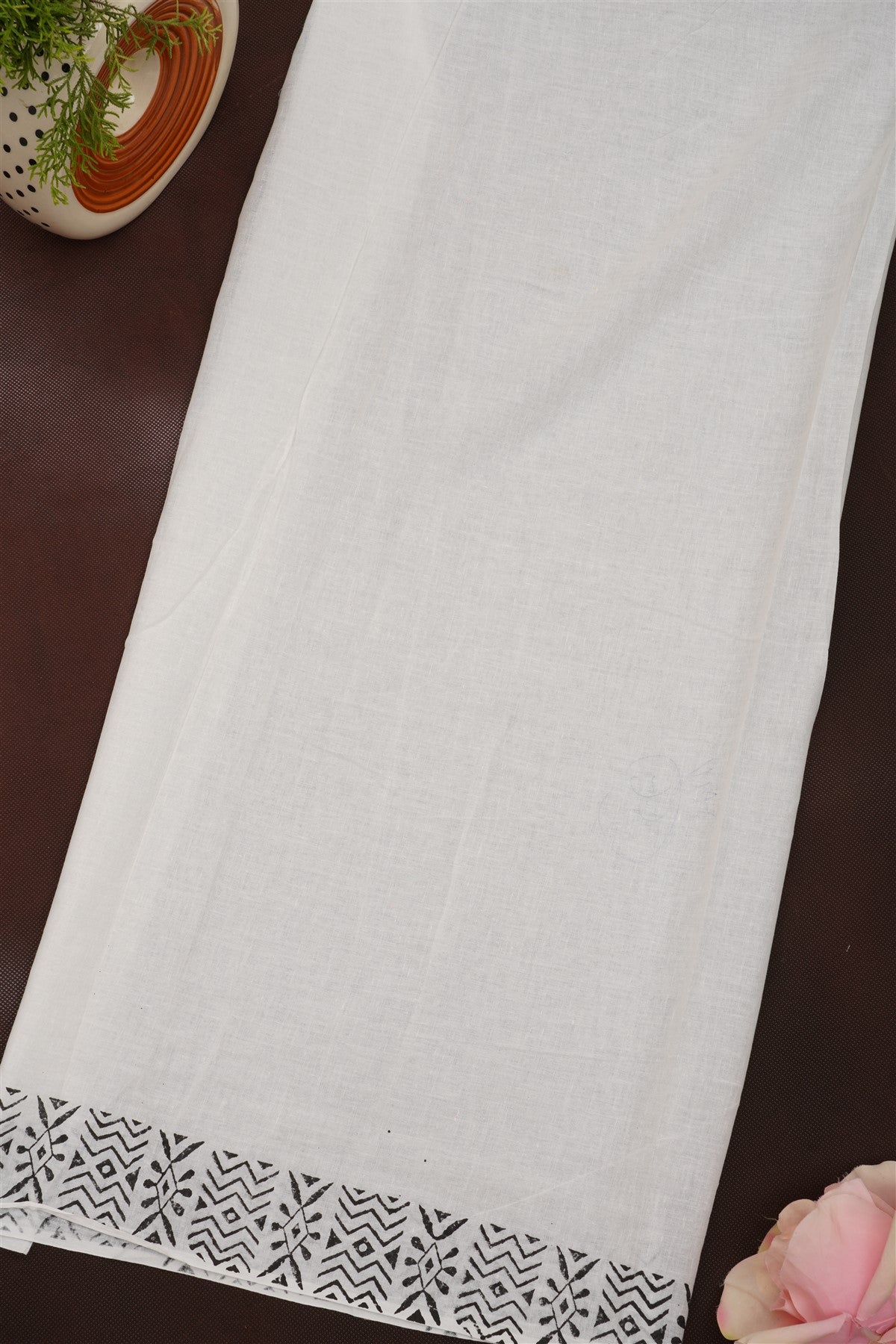 Fancy Cotton White Saree