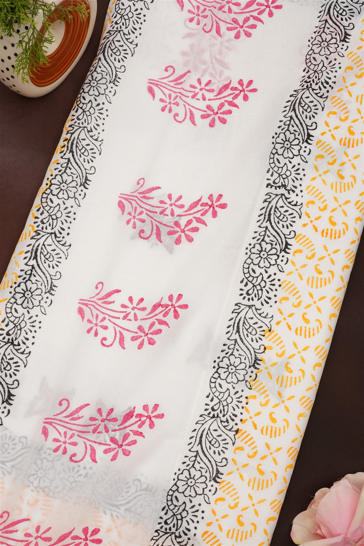 Fancy Cotton White Saree