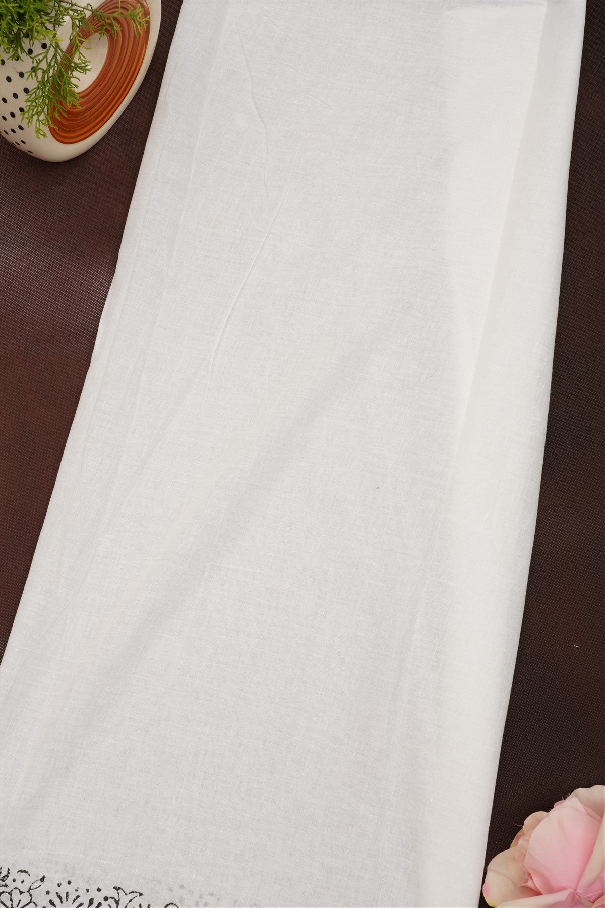 Fancy Cotton White Saree