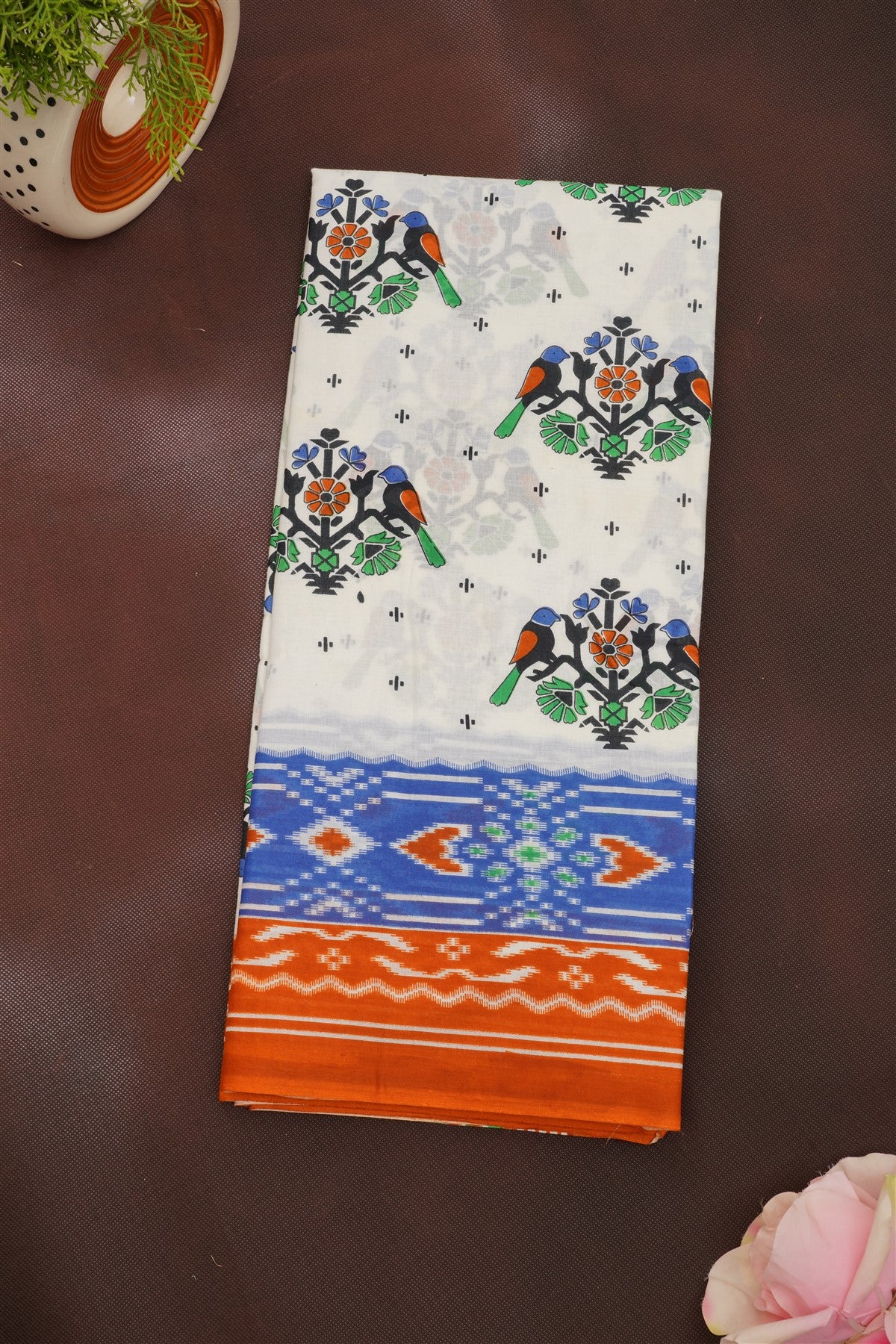 Fancy Cotton White Saree