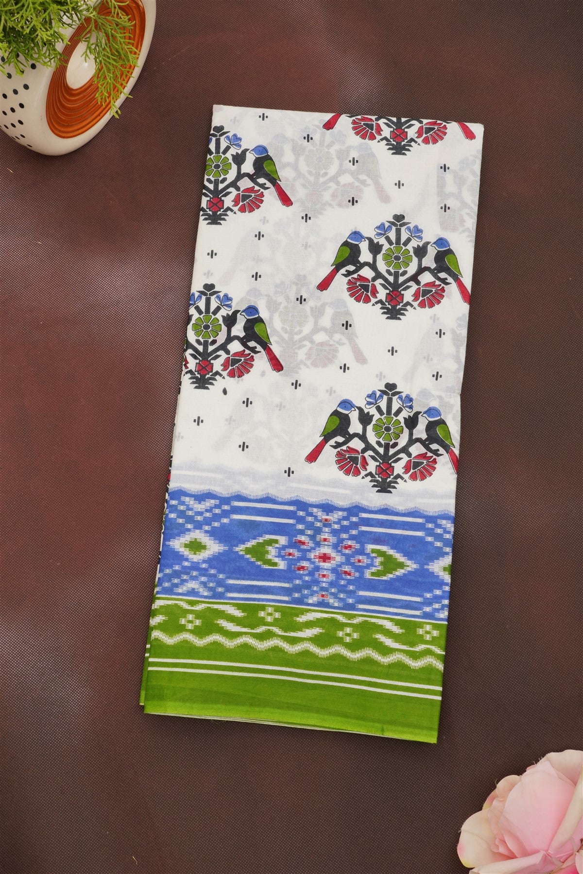 Fancy Cotton White Saree