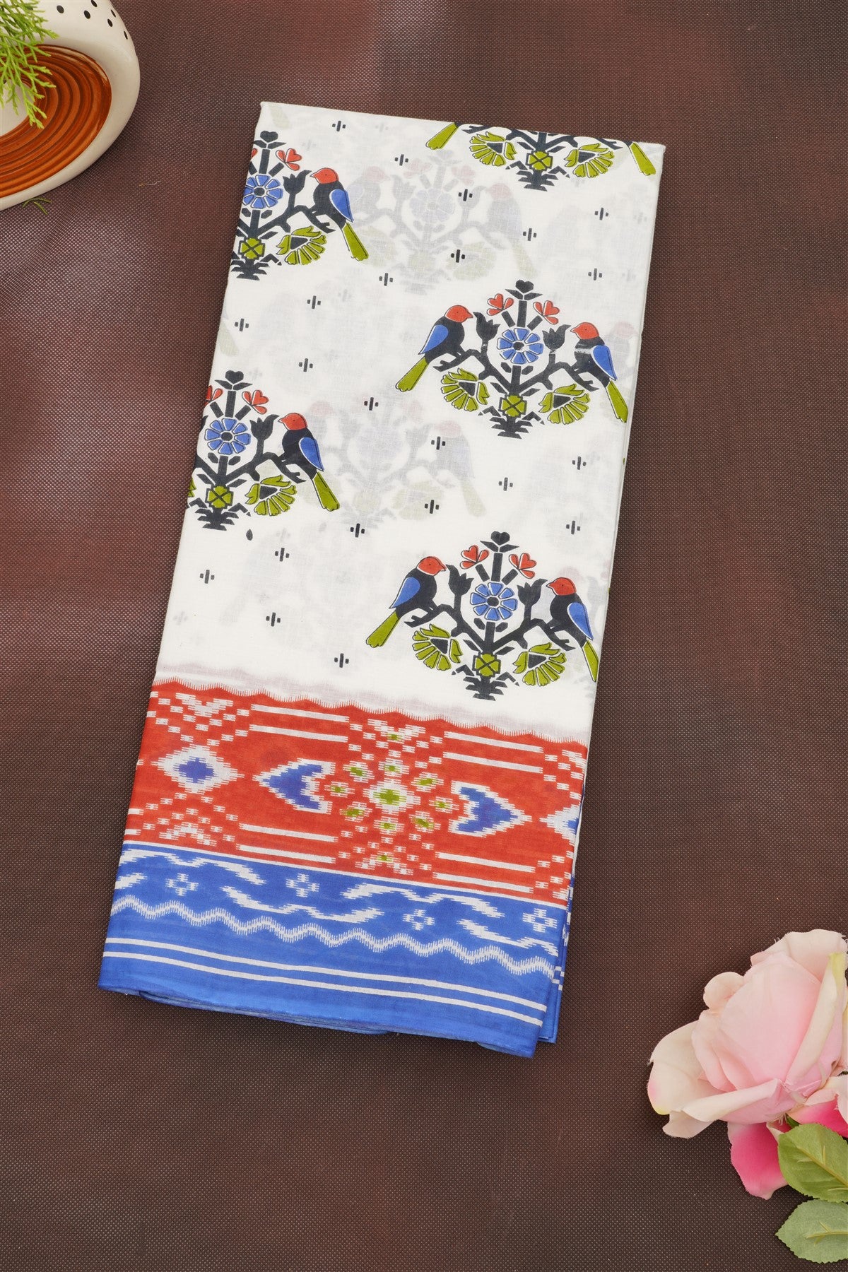 Fancy Cotton White Saree