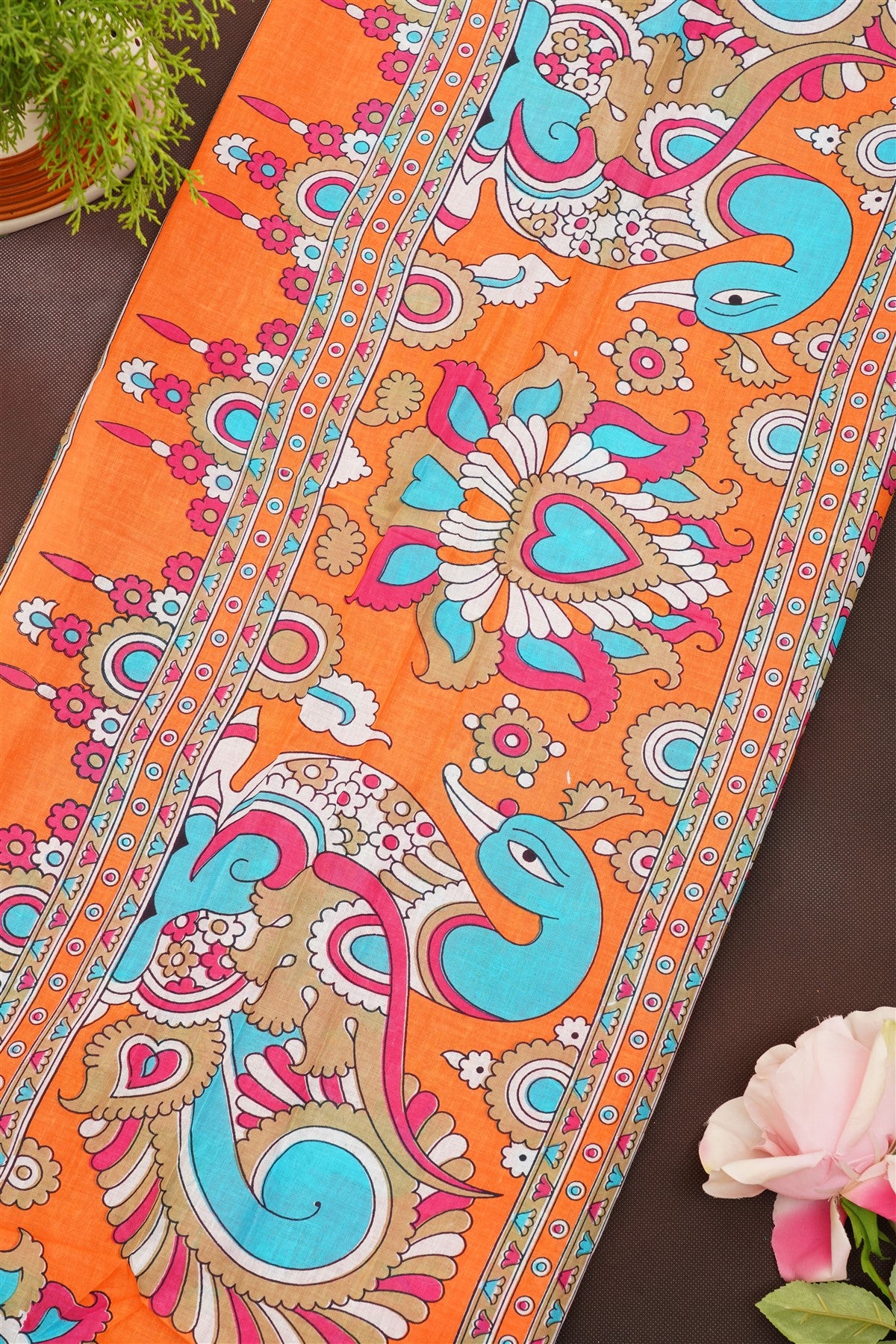 Fancy Cotton Dark Pink Saree