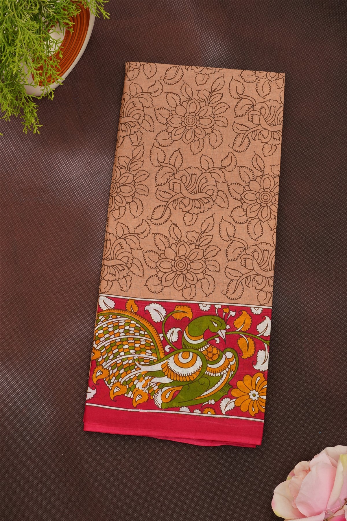 Fancy Cotton Light Brown Saree