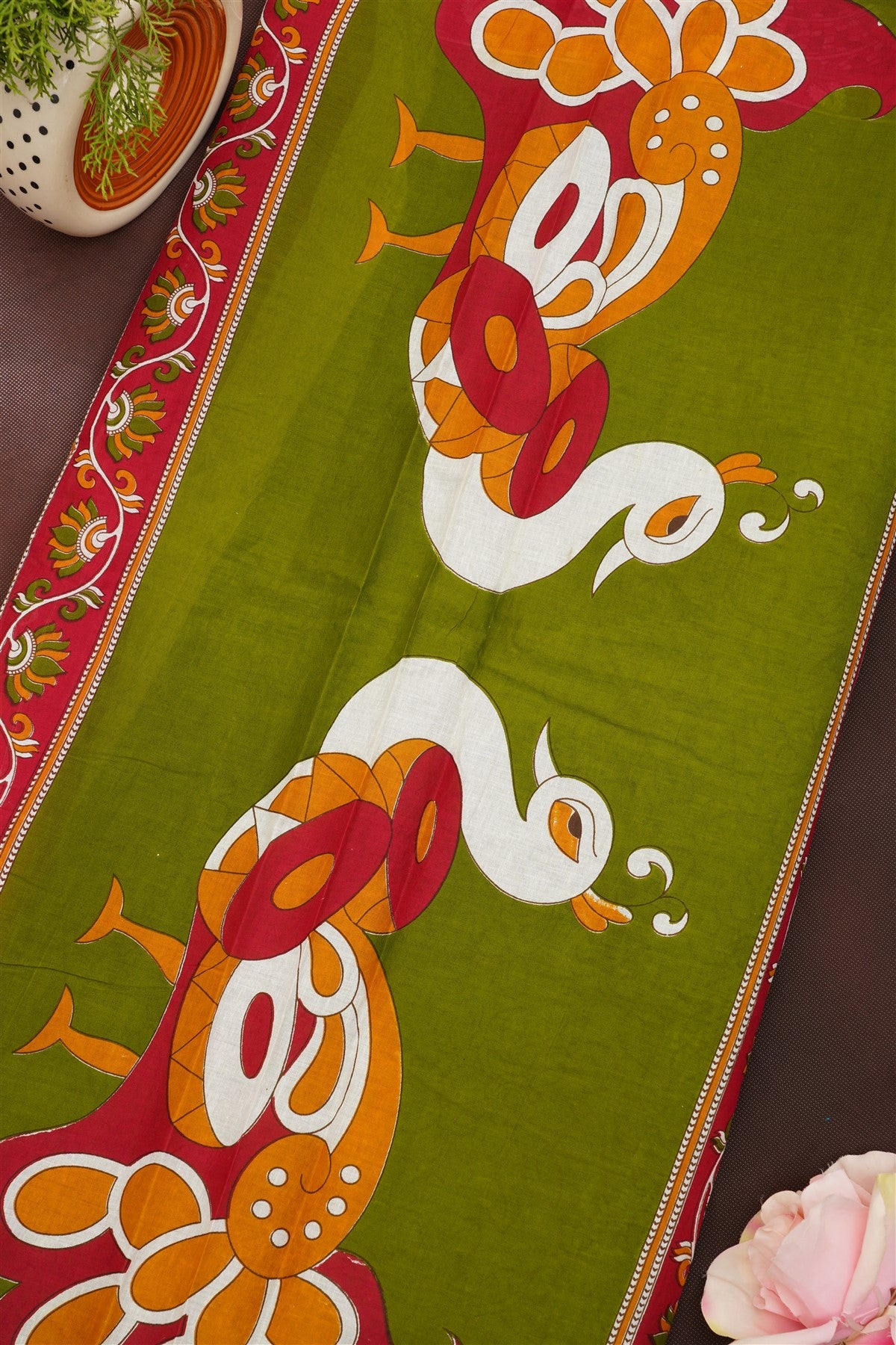 Fancy Cotton Mehandi Green Saree