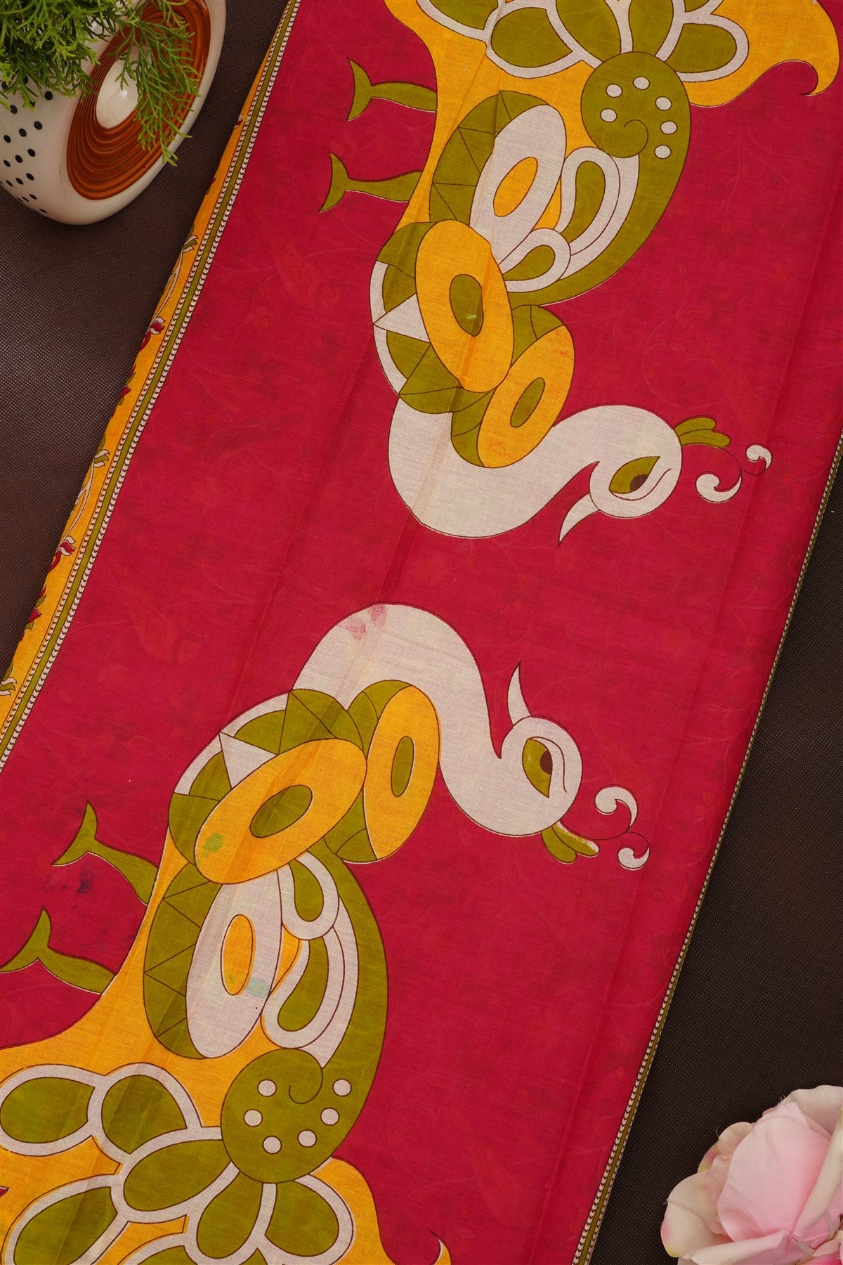 Fancy Cotton Maroon Saree