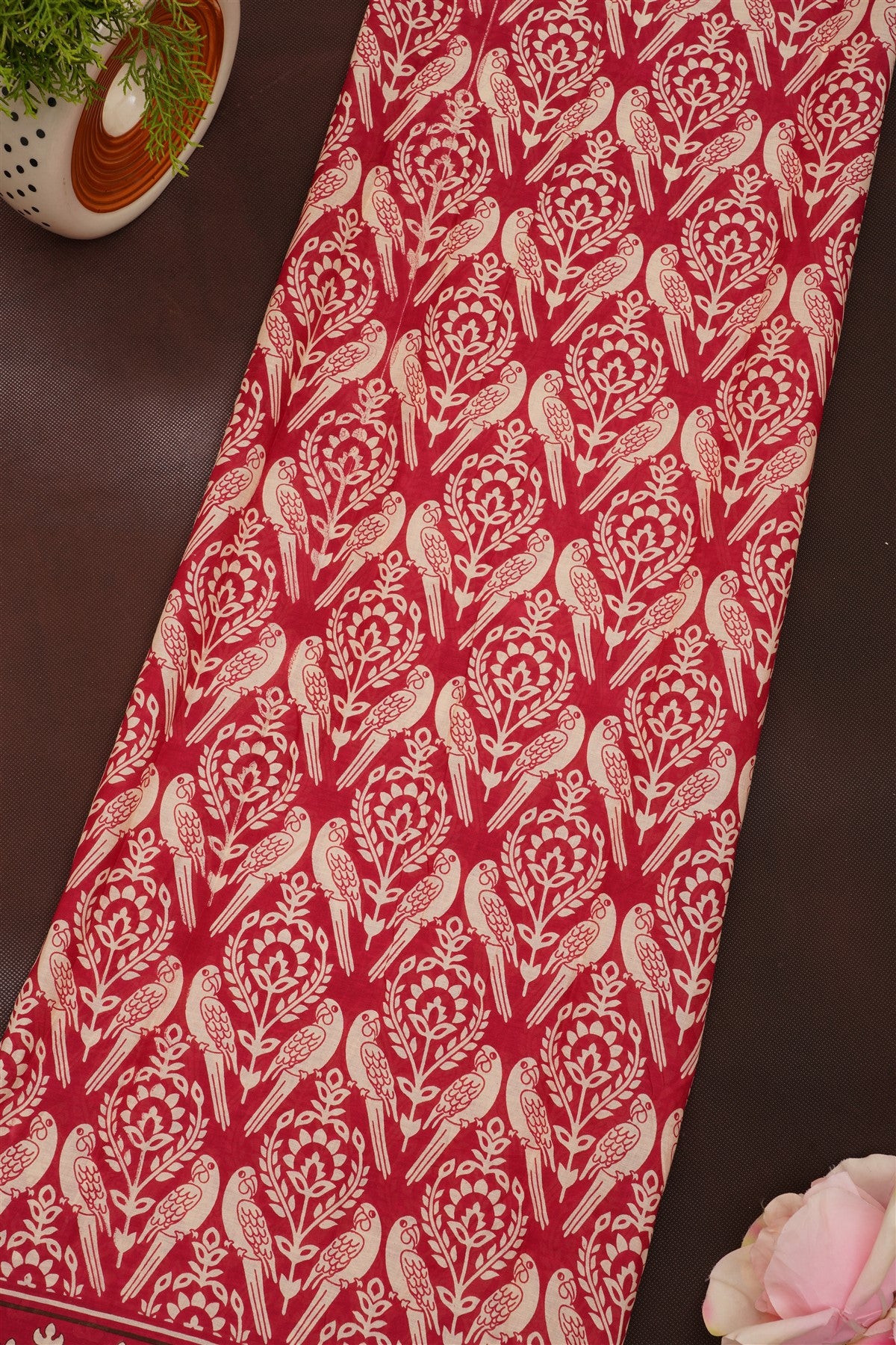 Fancy Cotton Maroon Saree