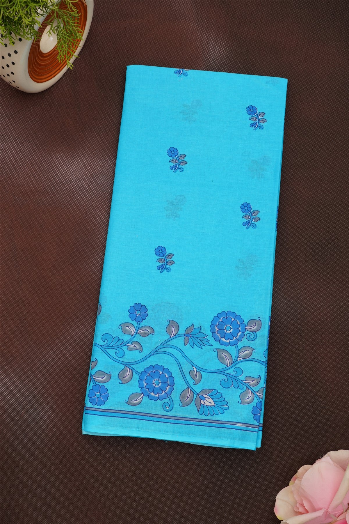 Fancy Cotton Blue Saree