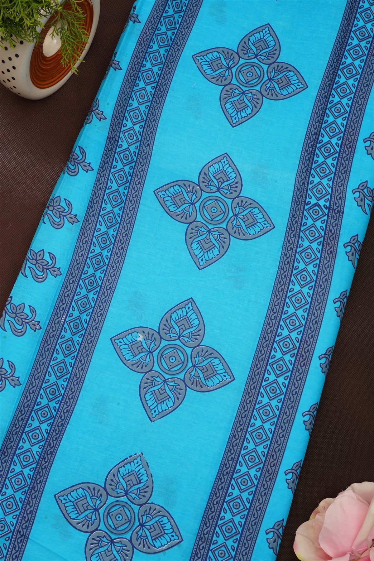 Fancy Cotton Blue Saree