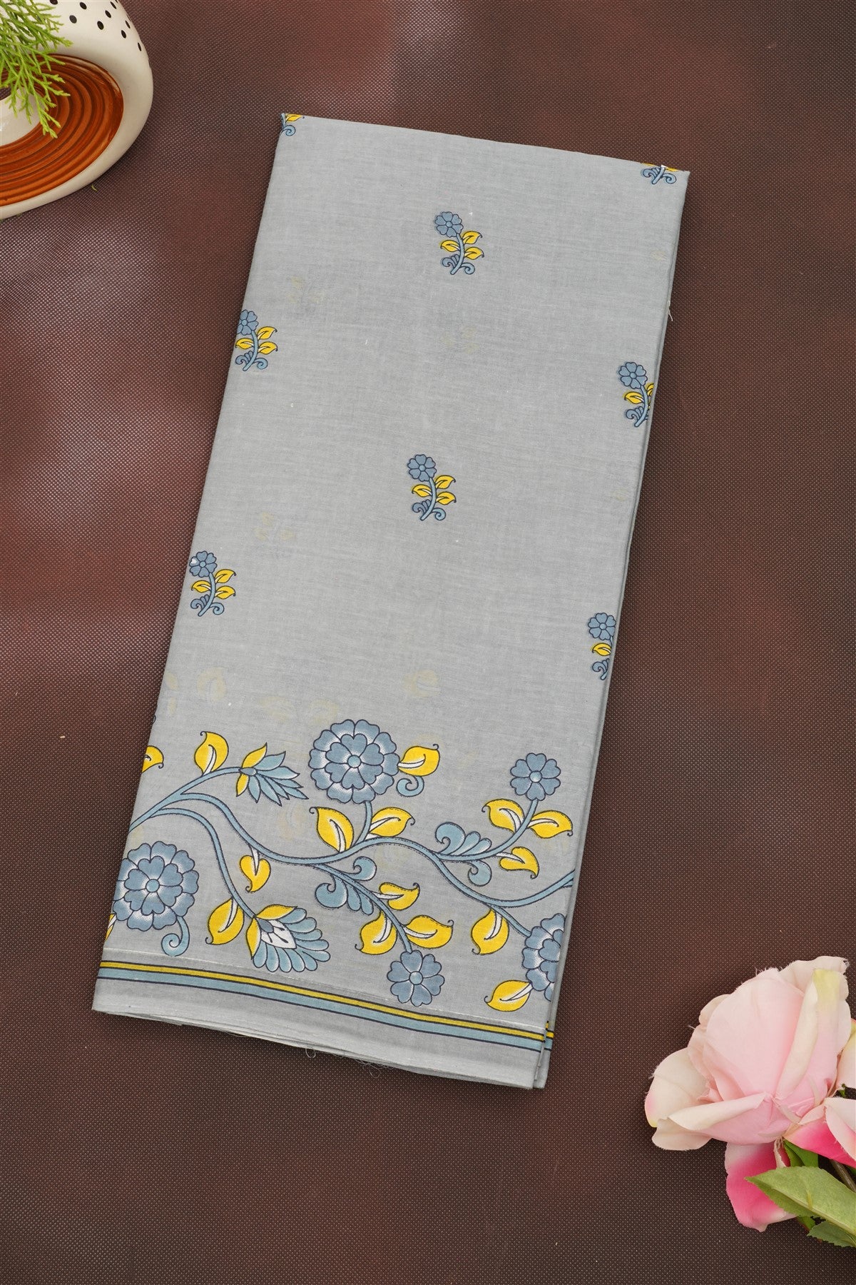 Fancy Cotton Grey Saree