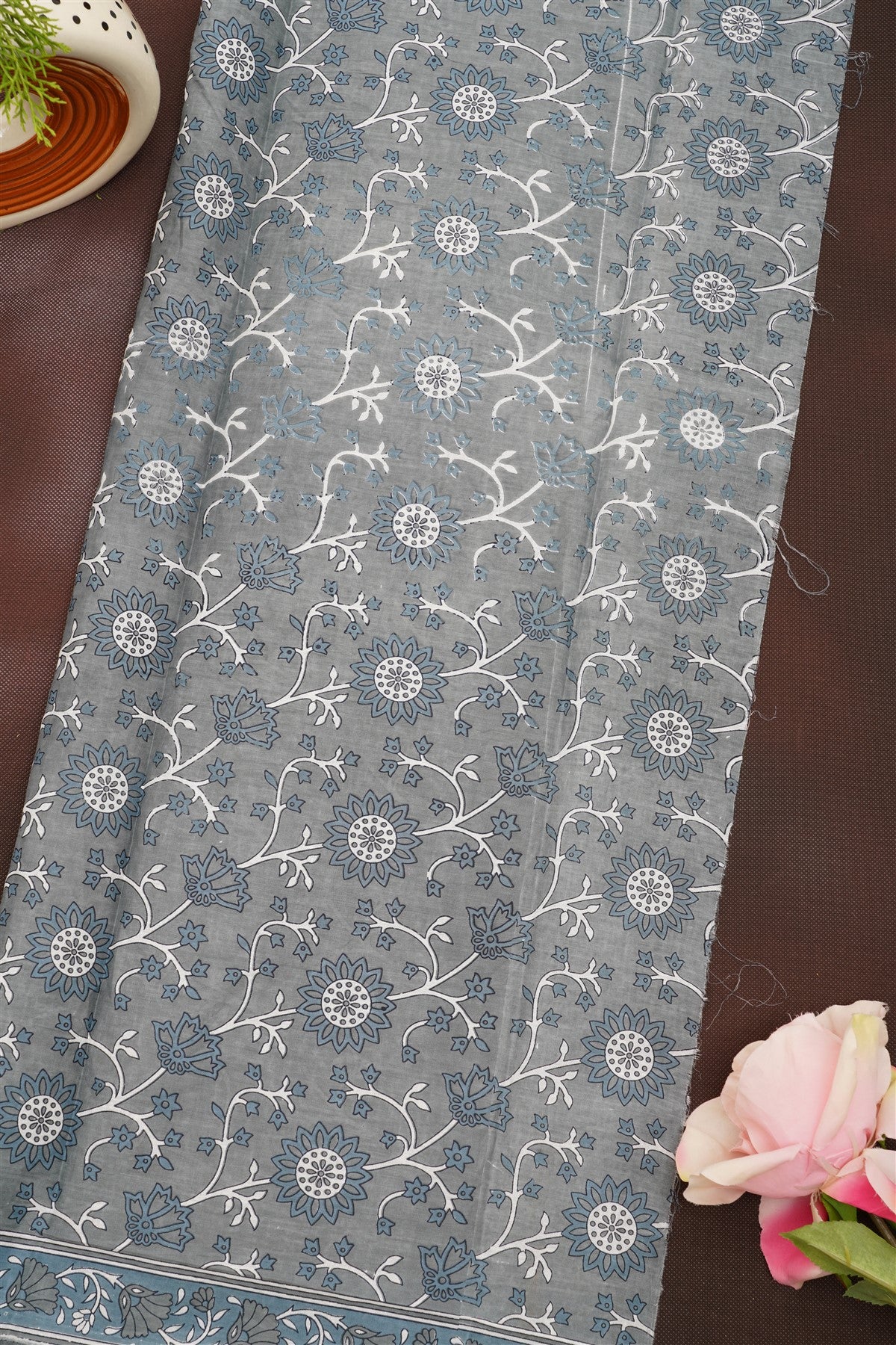 Fancy Cotton Grey Saree