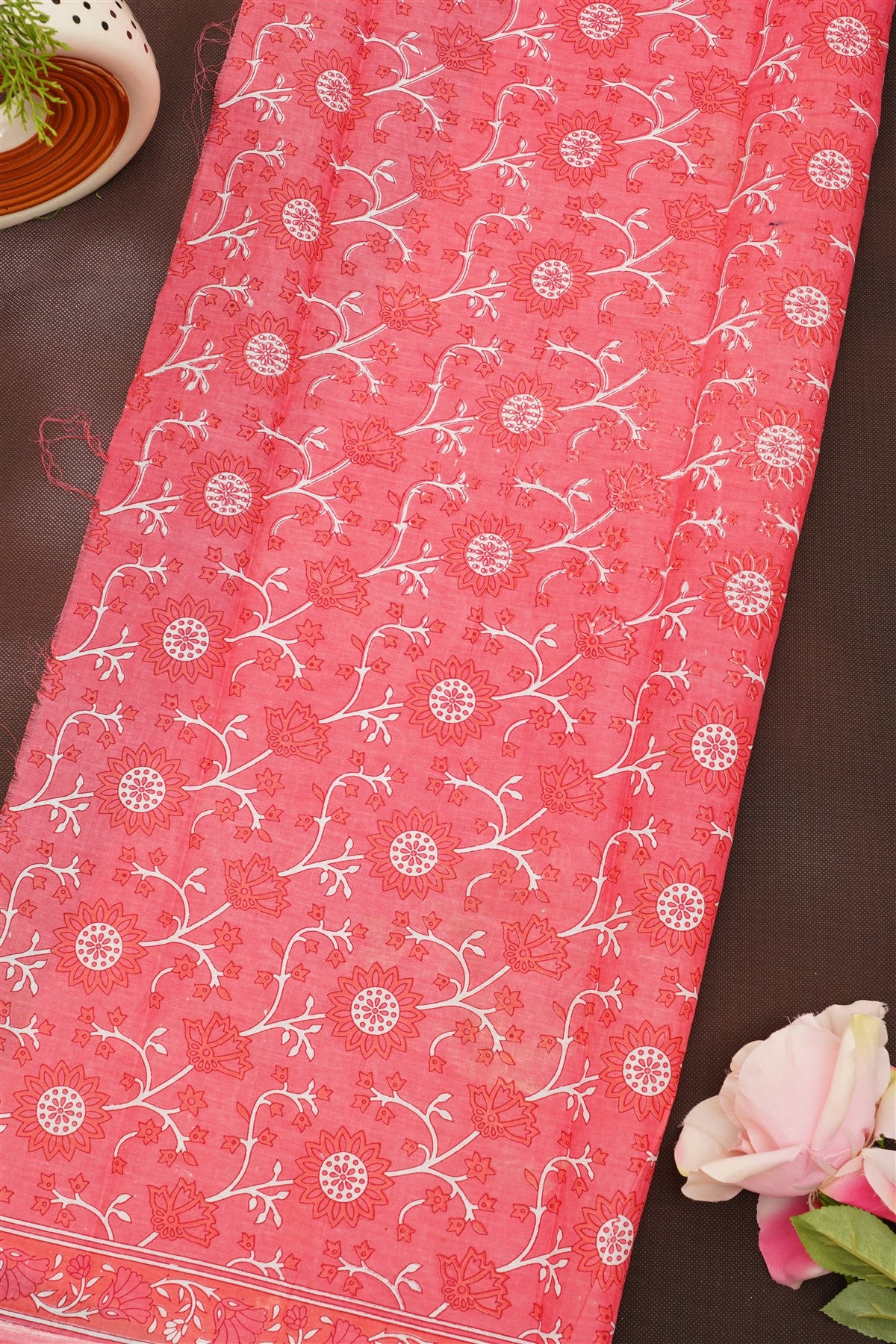 Fancy Cotton Light Coral Saree