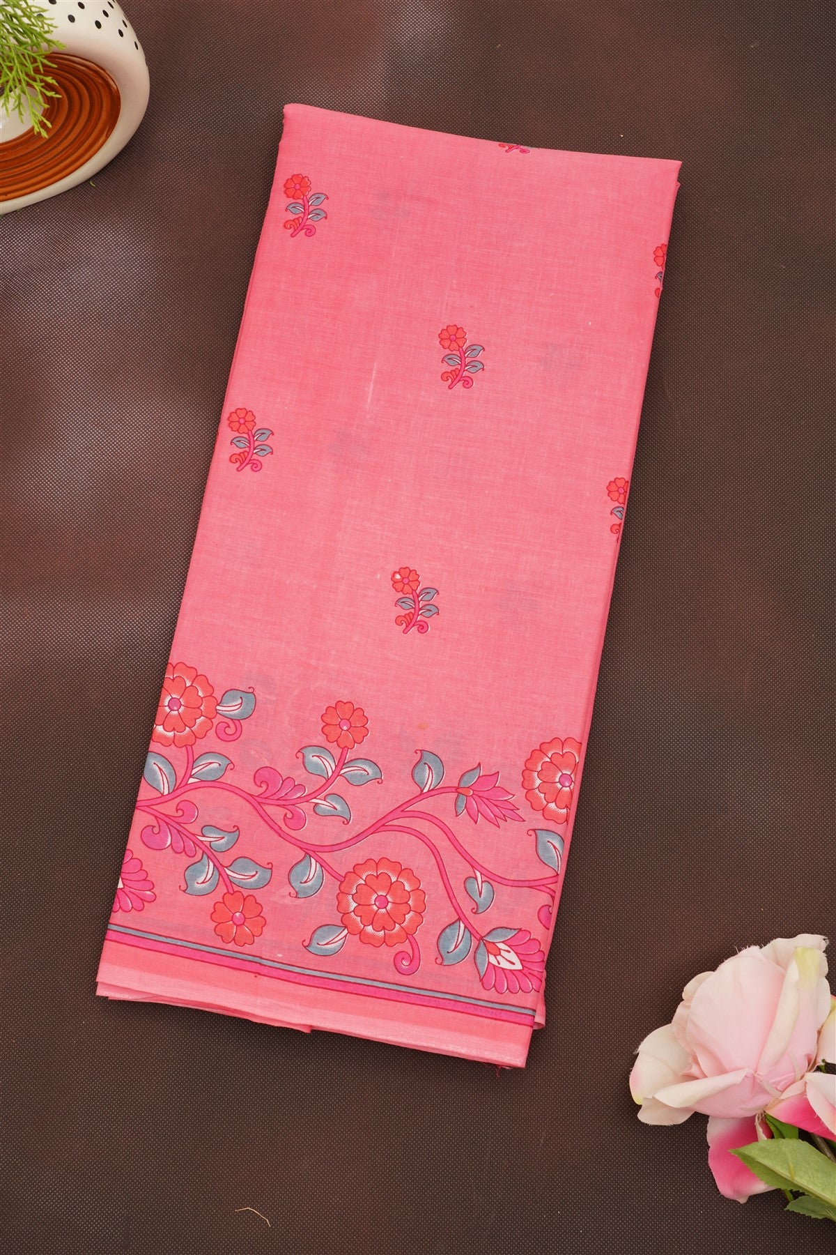 Fancy Cotton Light Coral Saree