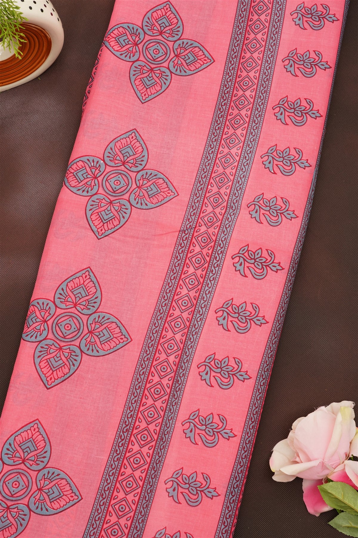 Fancy Cotton Light Coral Saree