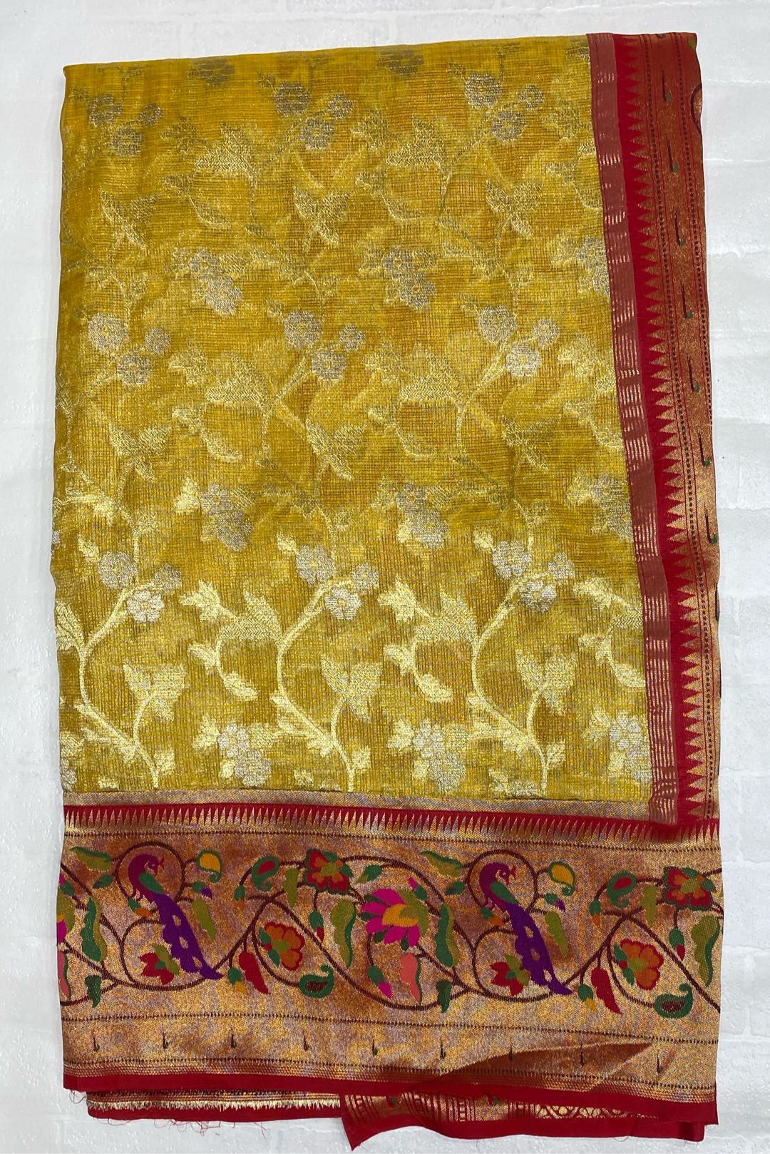 Banarasi Kota Yellow Saree