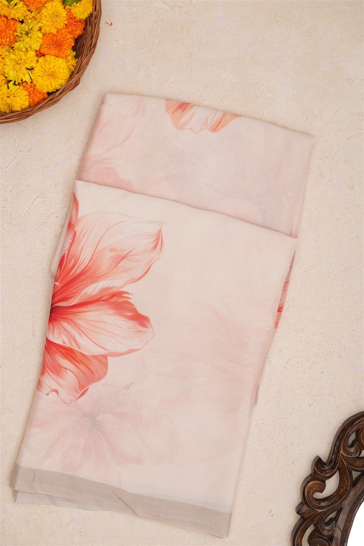 Fancy Chiffon Cream Saree