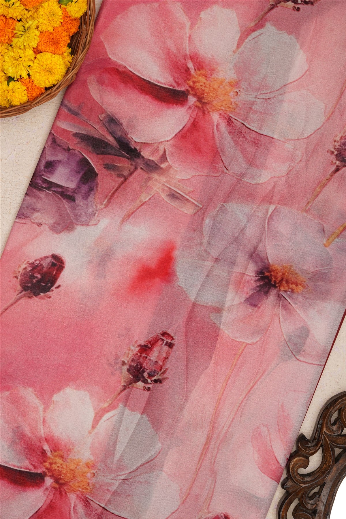 Fancy Chiffon Light Pink Saree