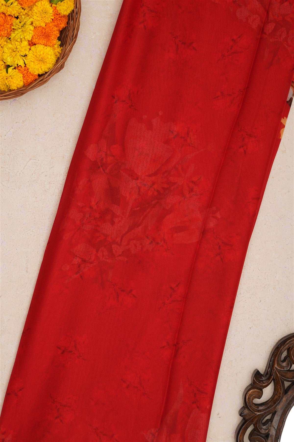 Fancy Chiffon Red Saree