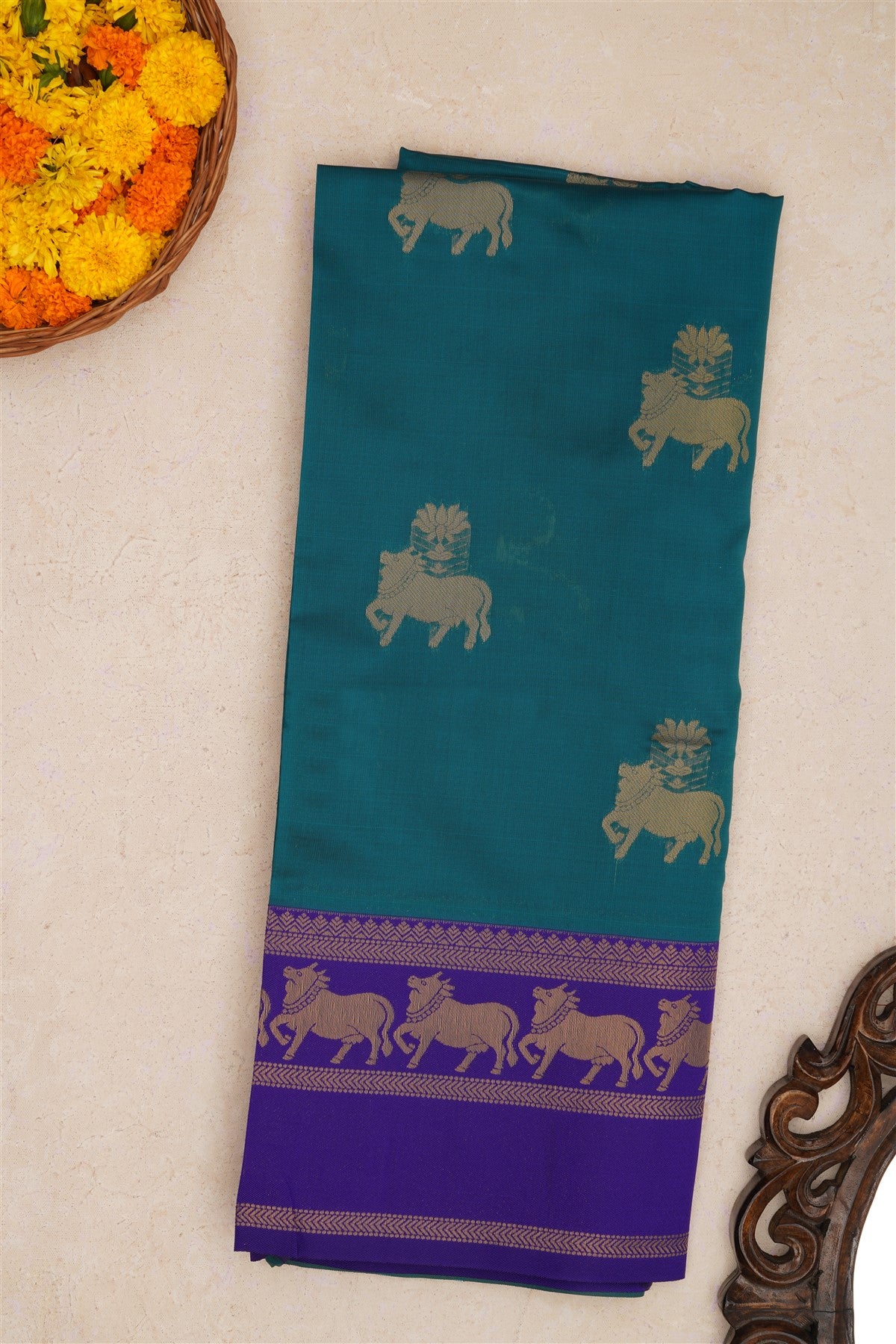 Fancy Silk Teal Saree