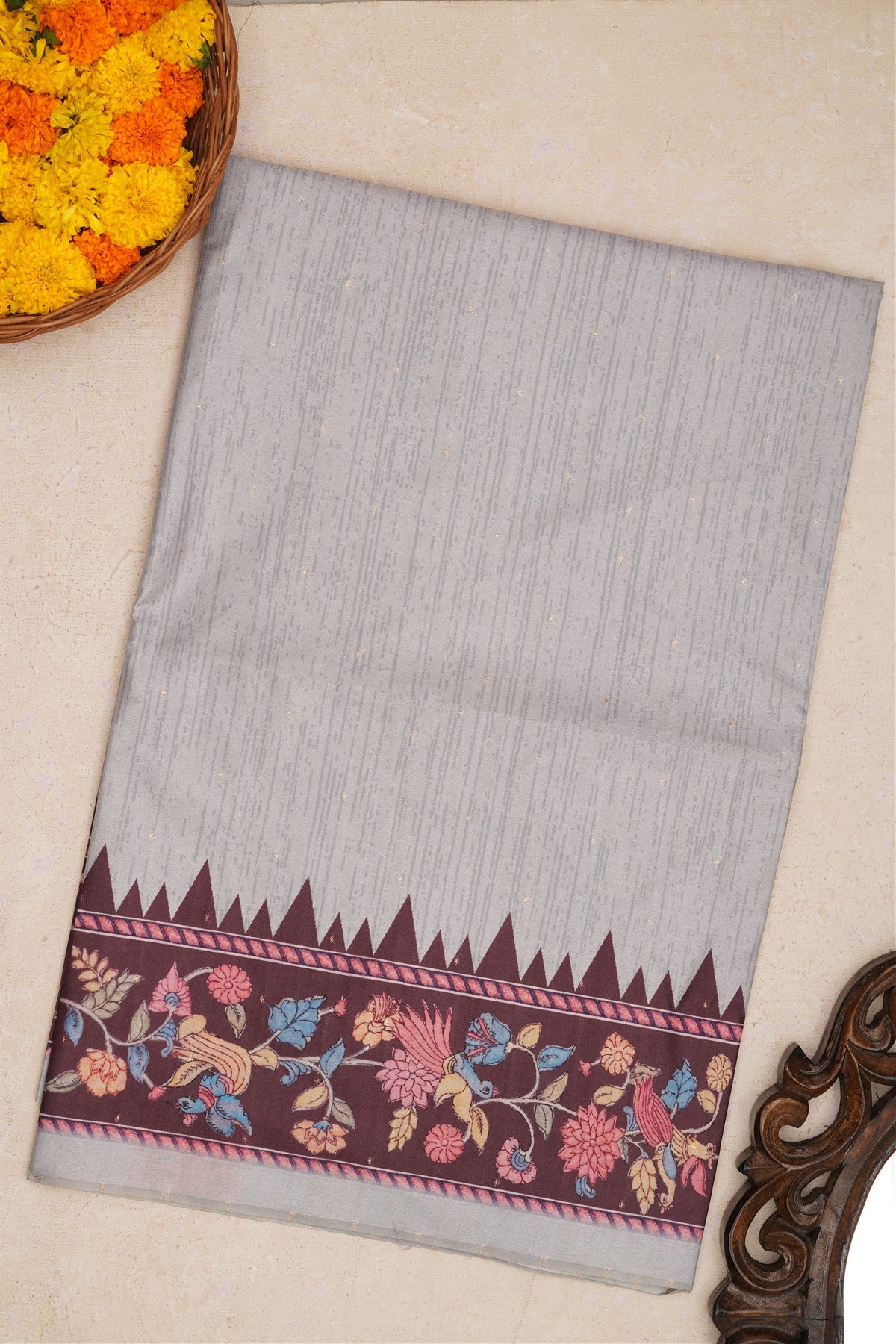 Fancy Silk Light Grey Saree