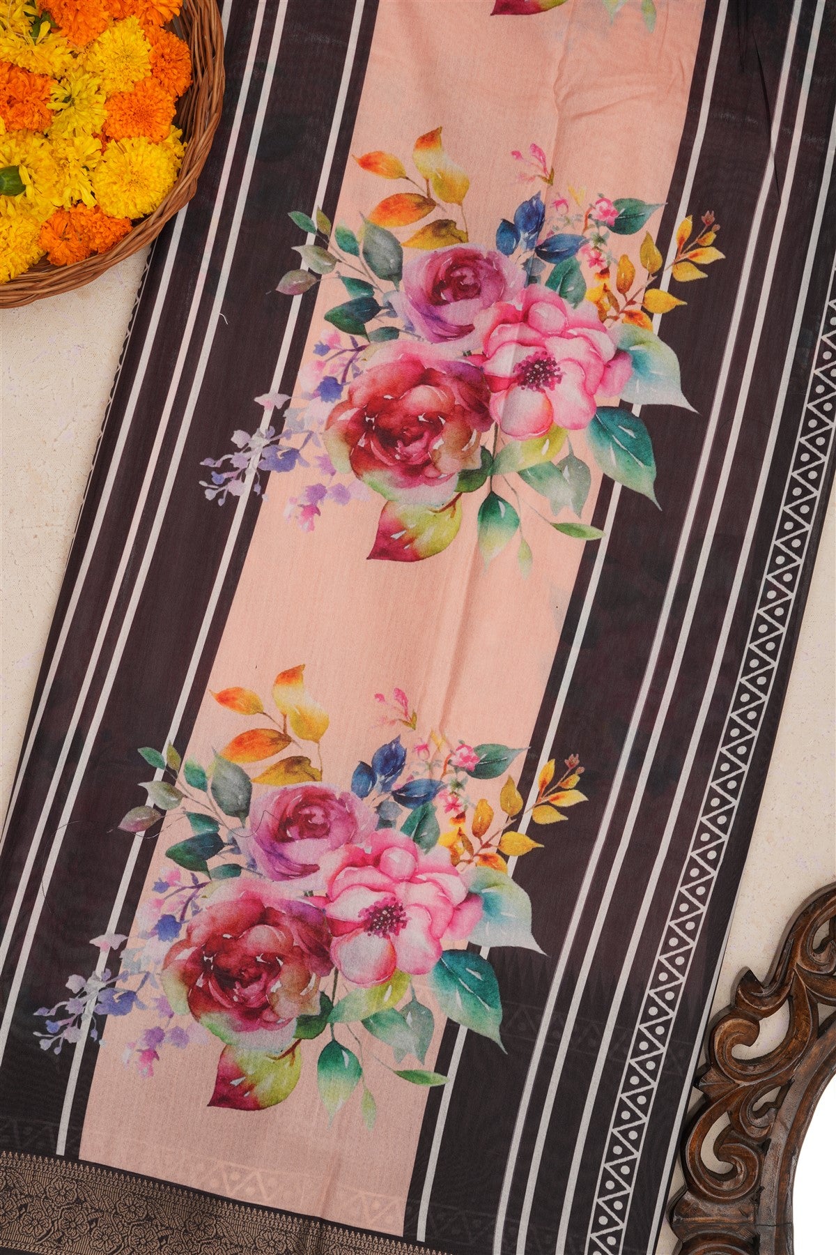 Fancy Silk Peach Saree