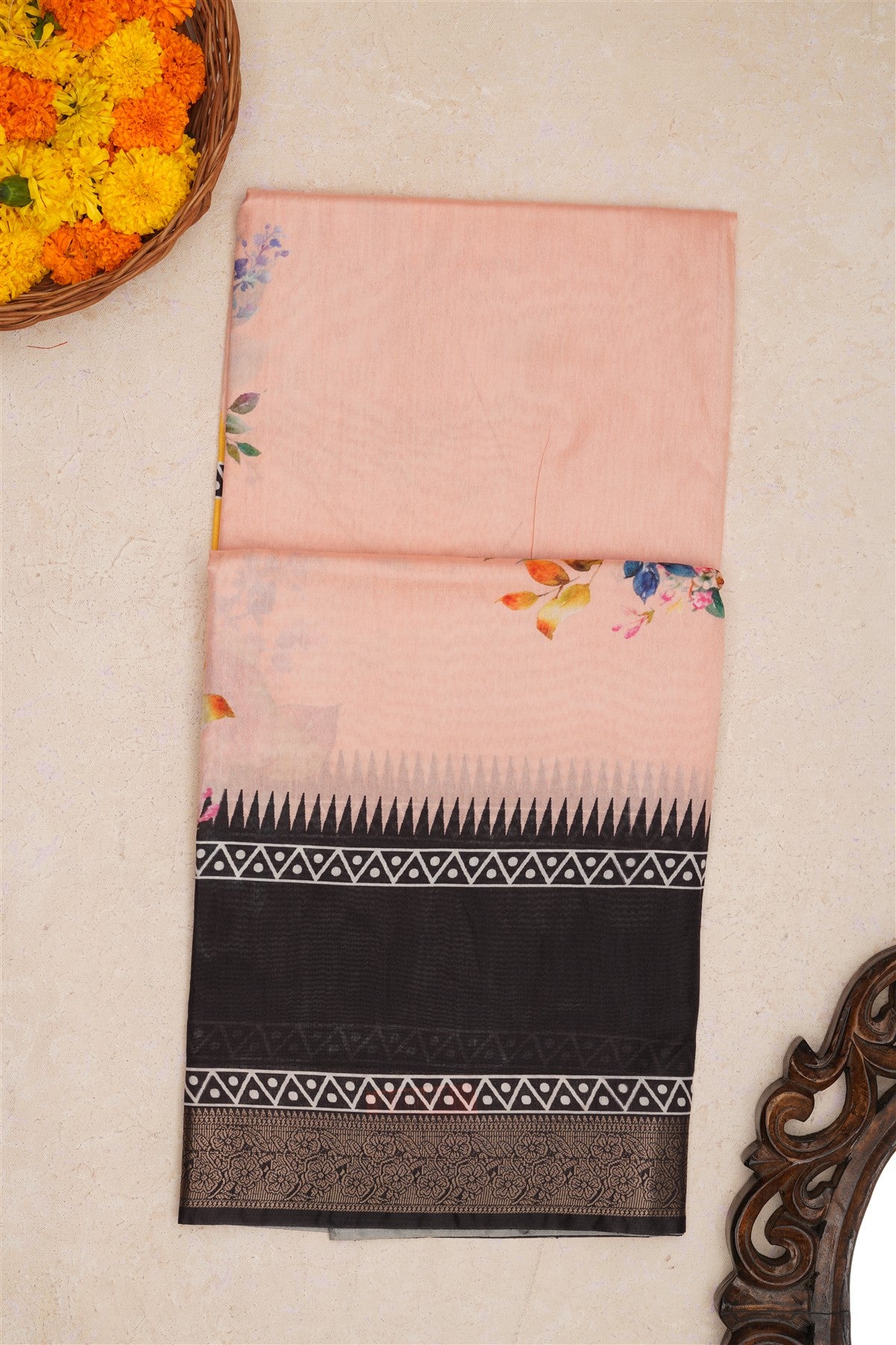 Fancy Silk Peach Saree