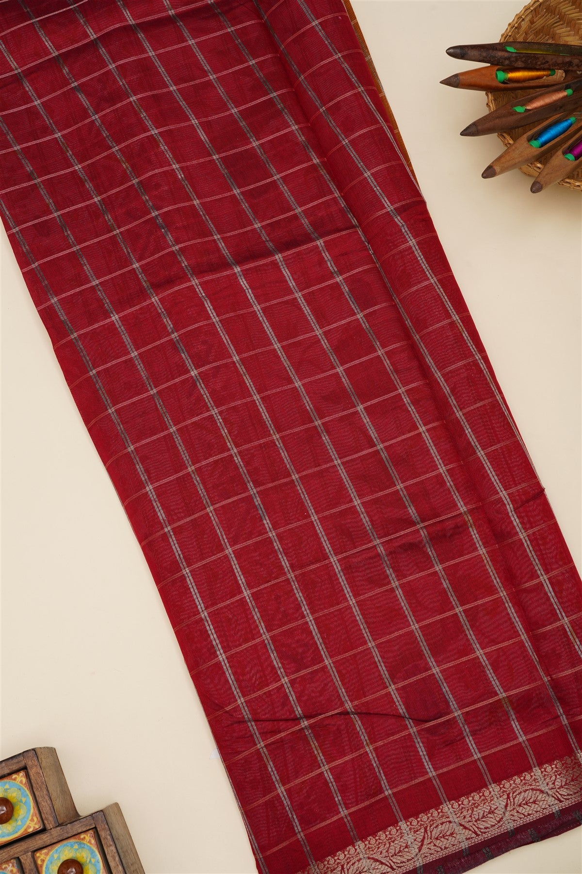 Mangalagiri Silk Dark Mustard Saree