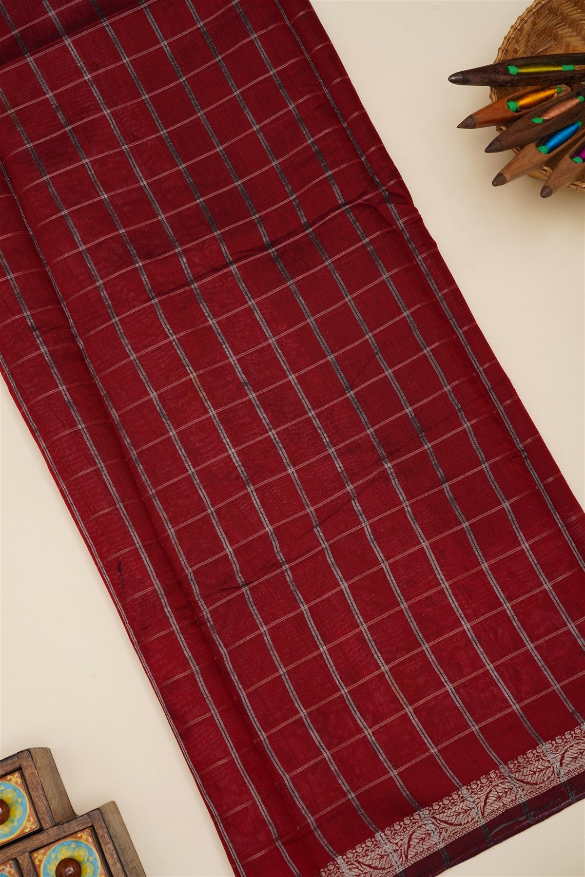 Mangalagiri Silk Navy Blue Saree