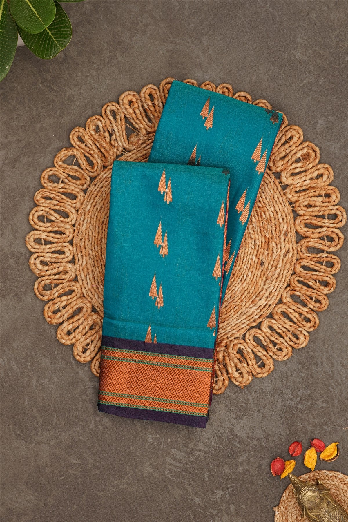 Narayanapet Silk Teal Saree