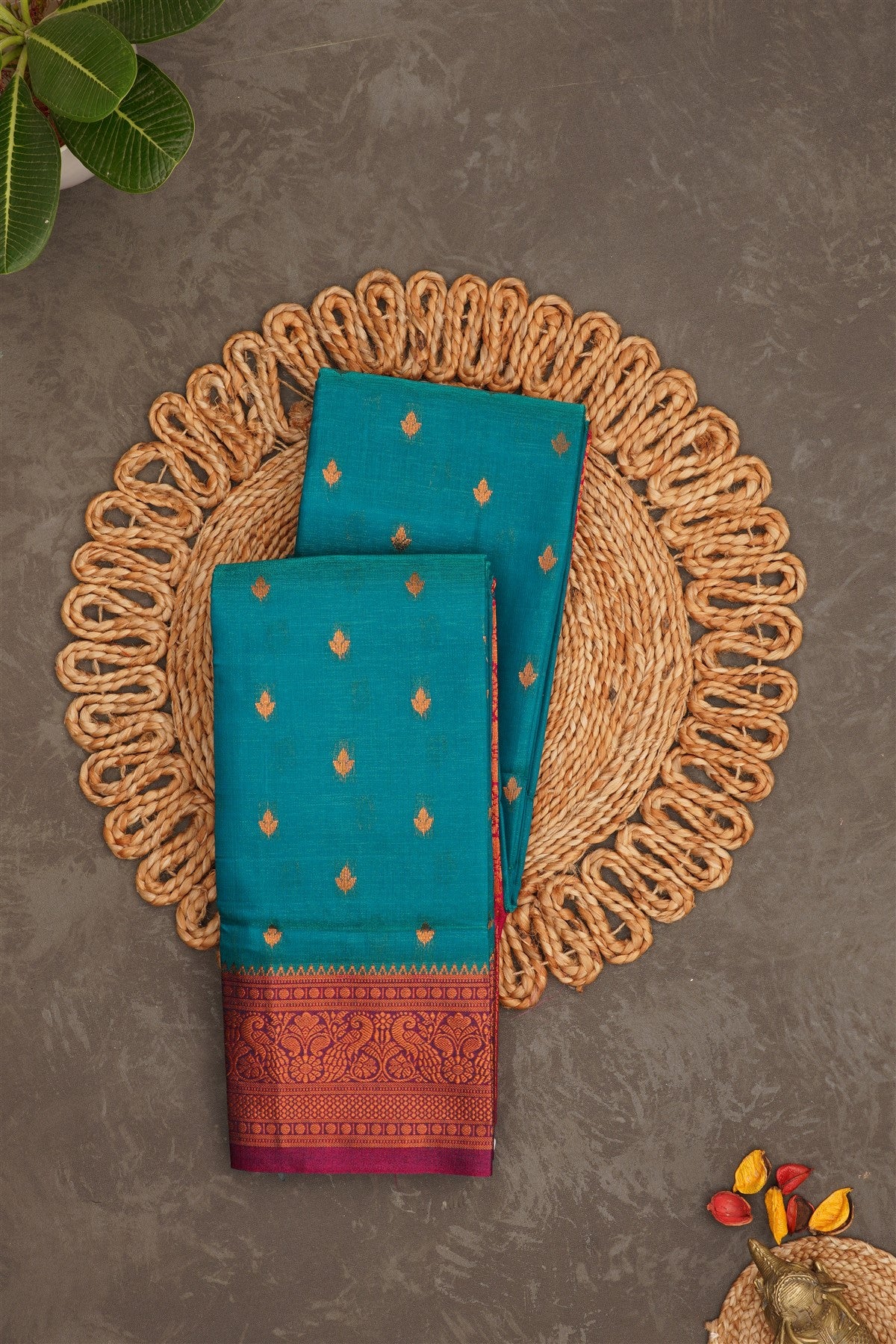 Narayanapet Silk Teal Saree