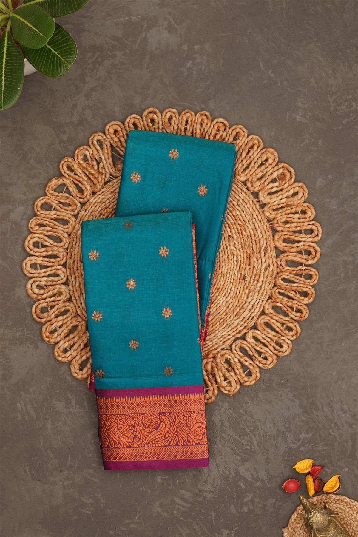 Narayanapet Silk Teal Saree