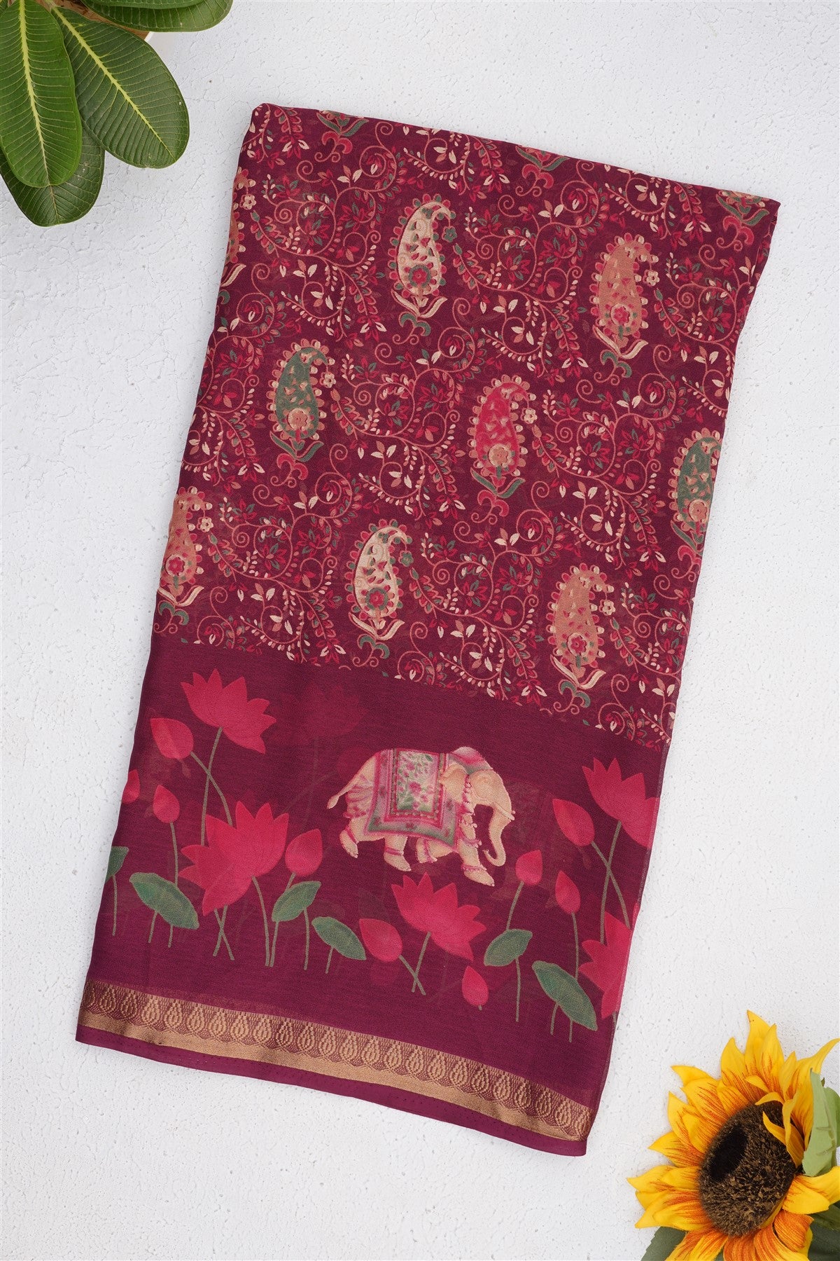 Fancy Georgette Purple Saree