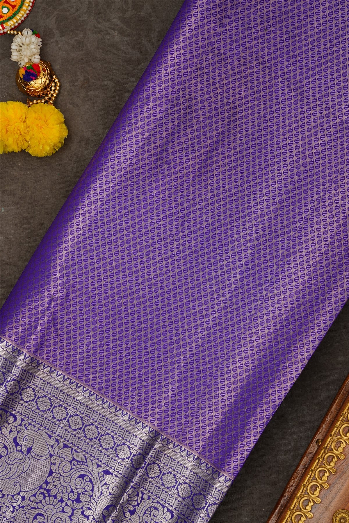 Semi Kanchipuram Silk Blend Green Saree