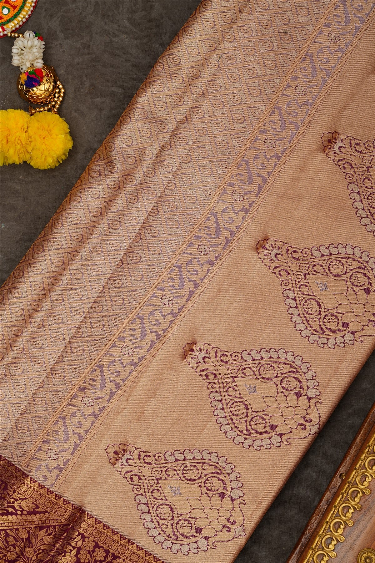 Semi Kanchipuram Silk Blend Sea Green Saree