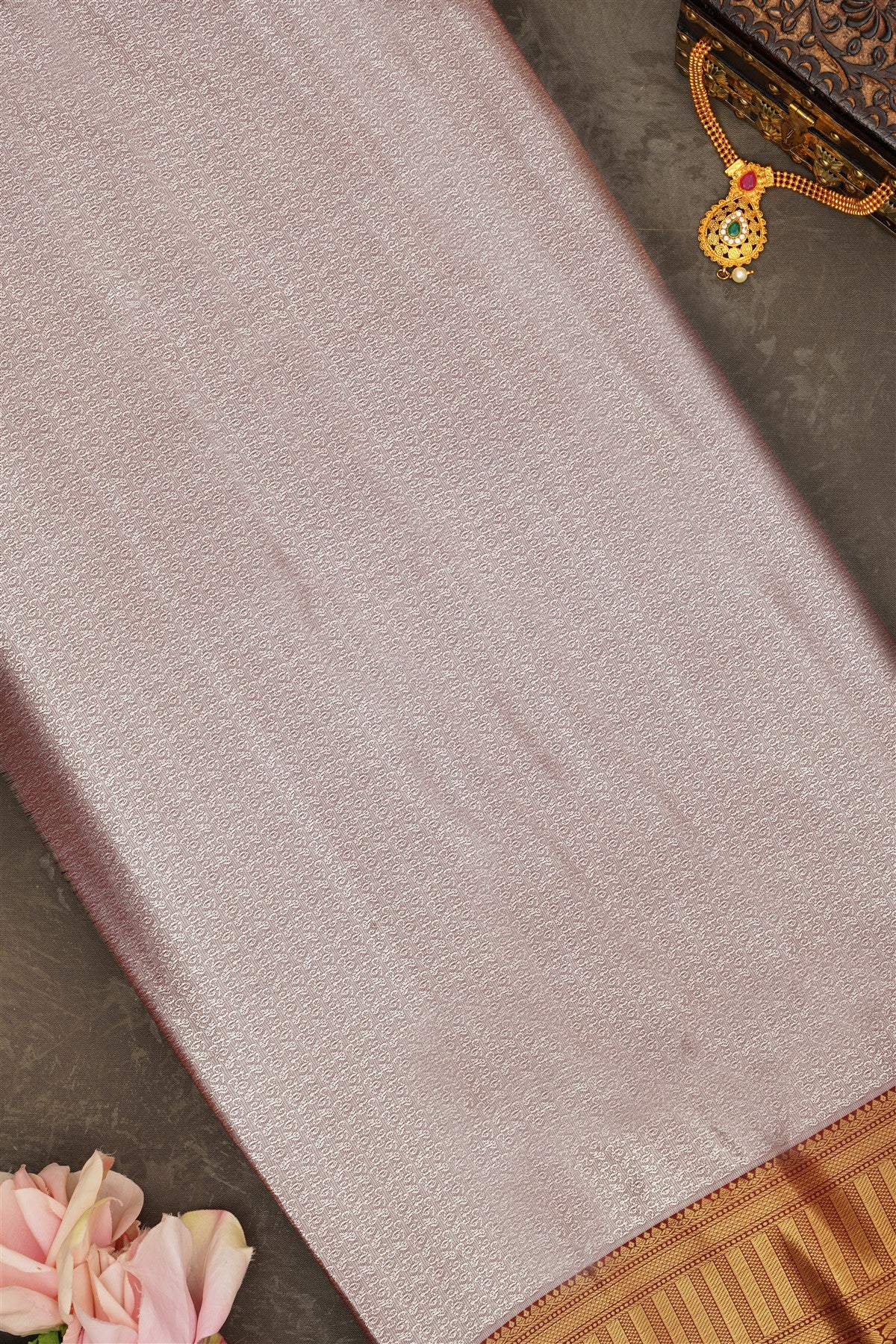 Semi Kanchipuram Silk Blend Sea Blue Saree