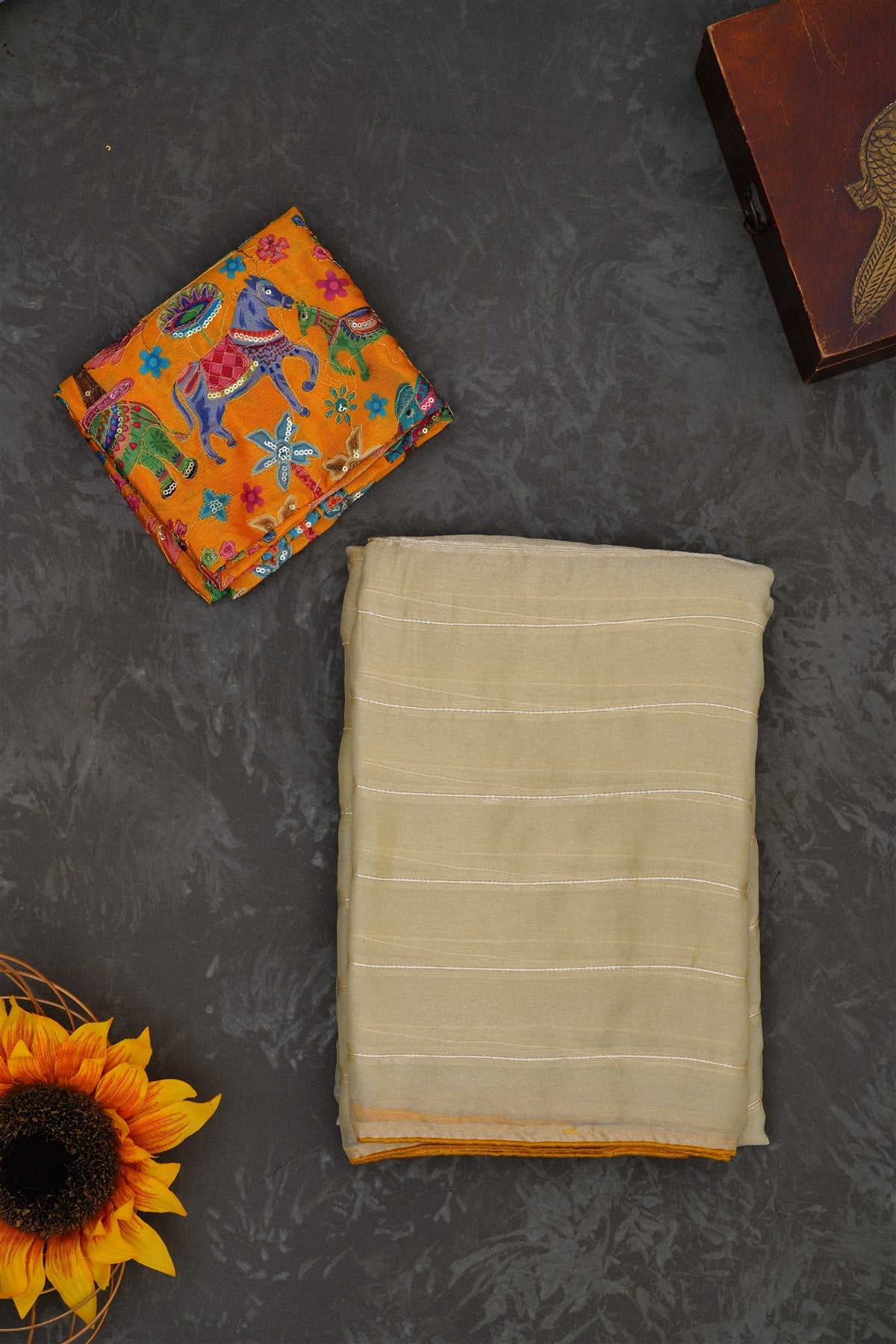 Fancy Georgette Beige Saree
