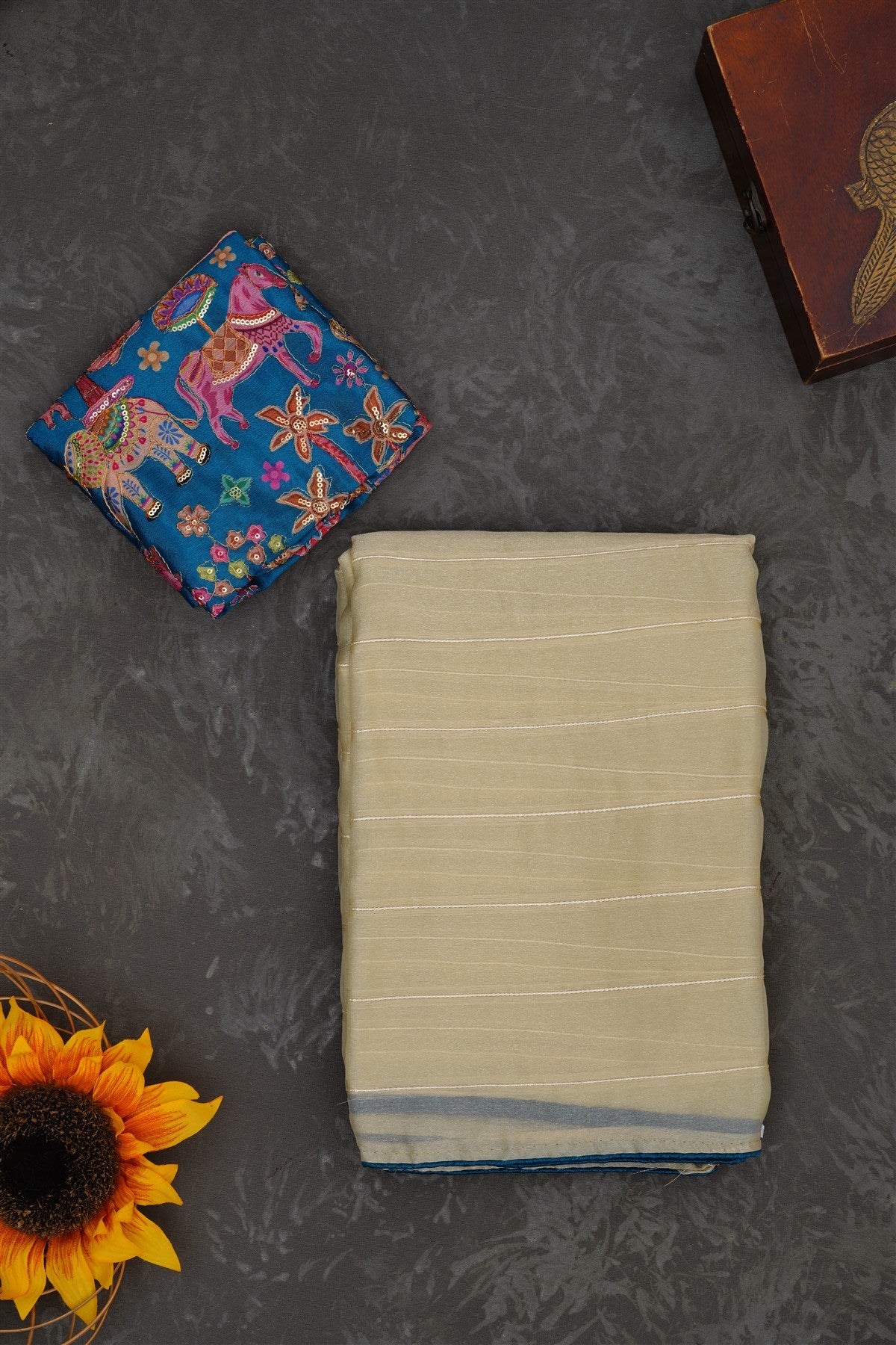 Fancy Georgette Beige Saree