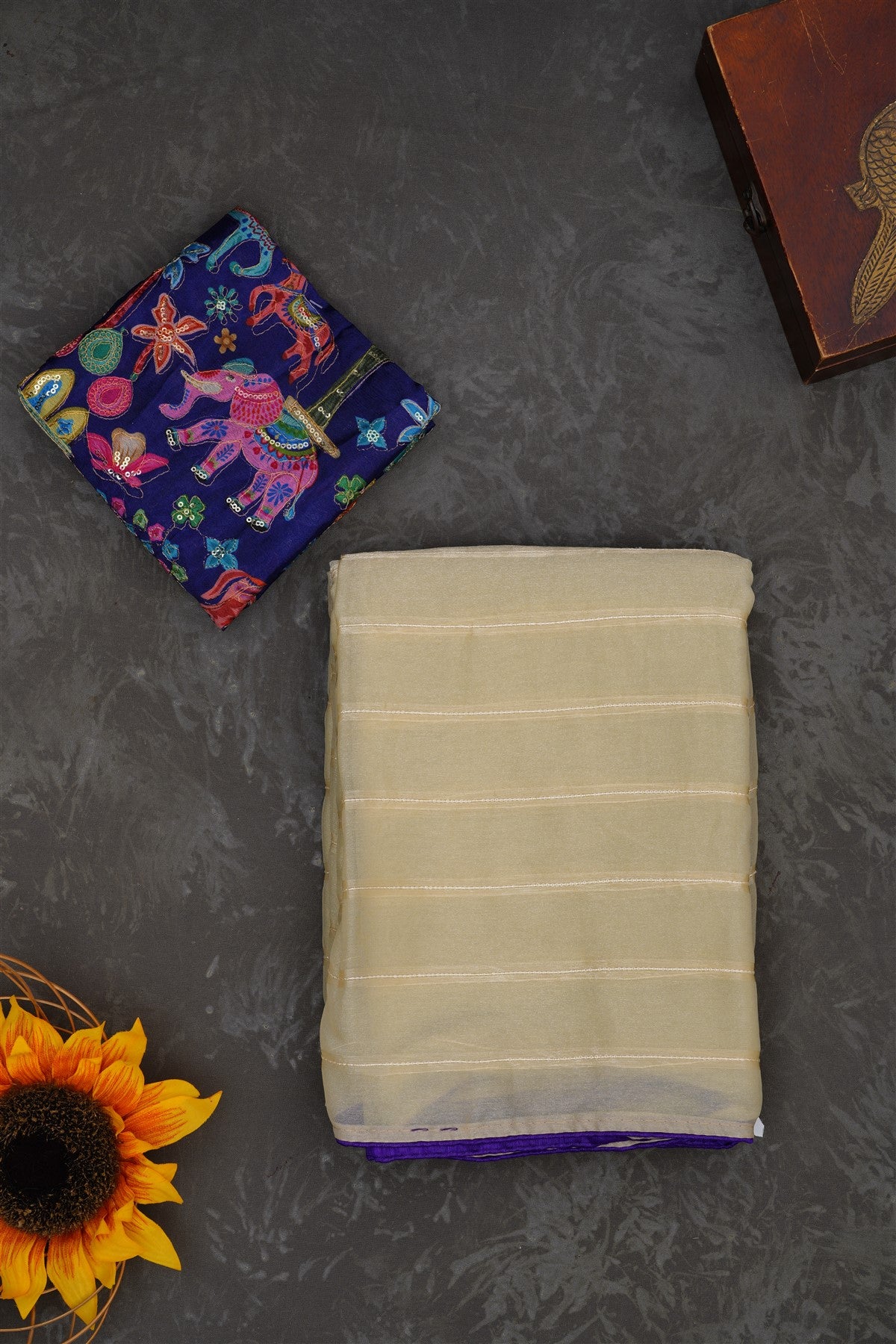 Fancy Georgette Beige Saree